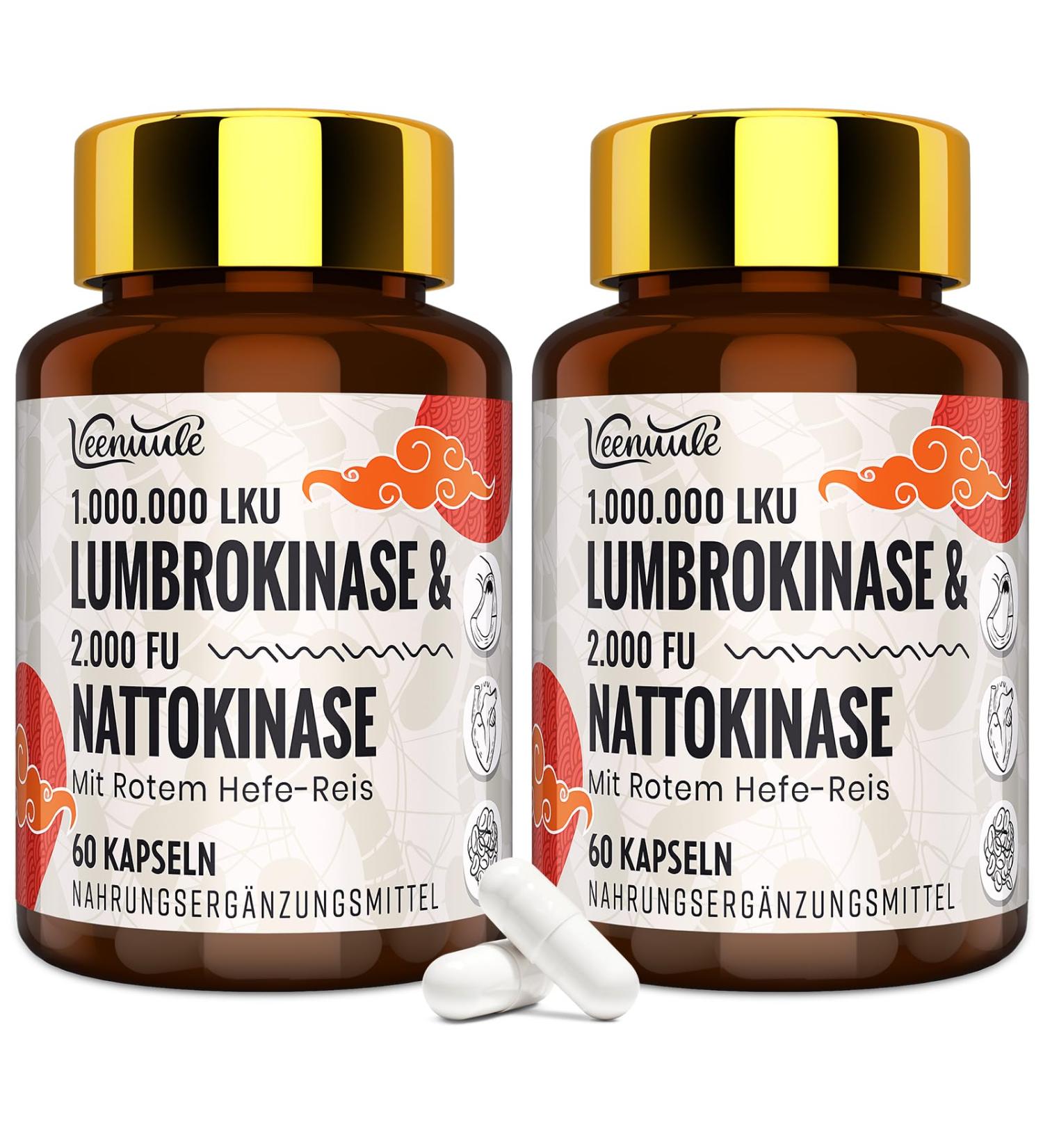 Lumbrokinase 100 mg Par Portion (Activit Maximale - 1 000 000 LKU) Suppl ment de Lumbrokinase avec 100 mg de Nattokinase (2 000 FU) Sans OGM Sans Gluten 120 G lules 60 unit (Lot de 2) - Buy Online on GoSupps.com