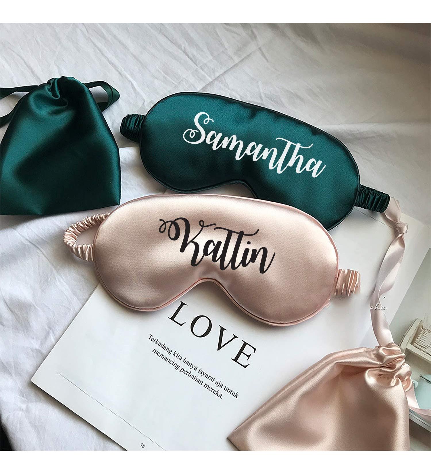 Personalized Satin Sleep Eye Mask | Custom Name | Bridesmaid Gift - Bachelorette & Hen Party Favors | Christmas Stocking Stuffers | Mother's Gift - Buy Online on GoSupps.com