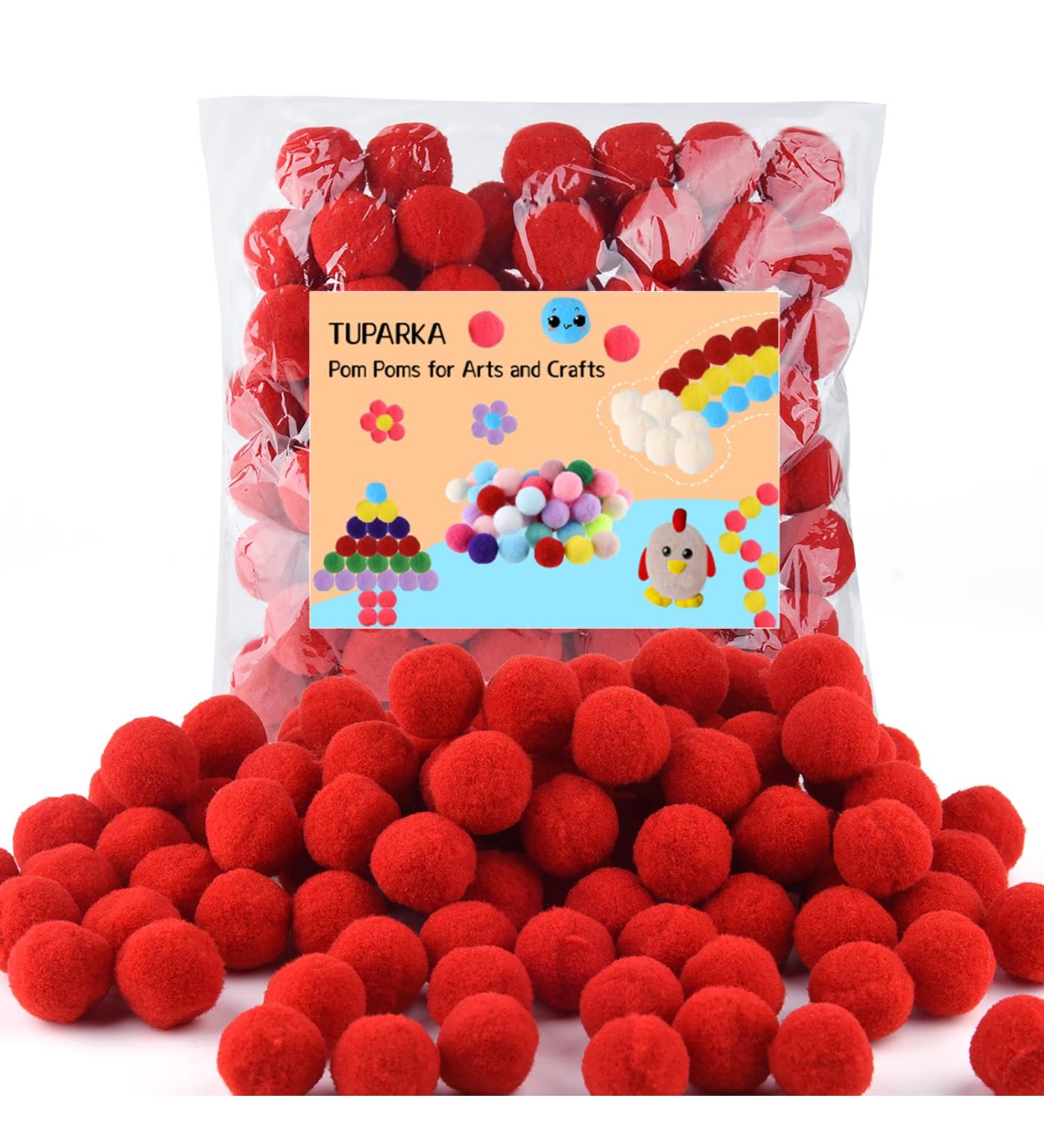 TUPARKA 100 Pcs 1 Inch Red Craft Pom Poms for DIY Art Projects - Buy Online on GoSupps.com
