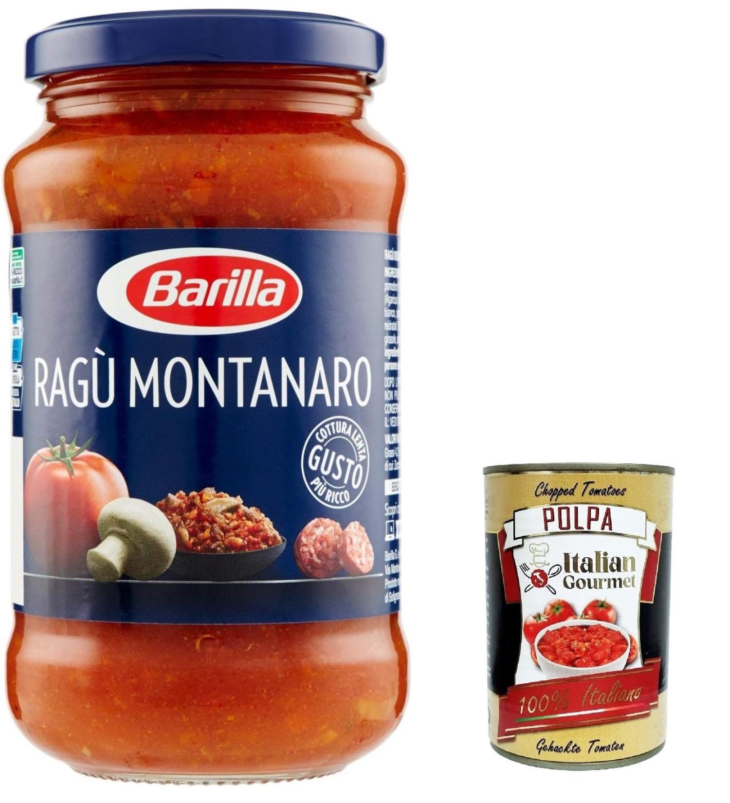  Italian Gourmet E.R. Barilla Rag Montanaro Pasta Sauces with Sausages and Mushrooms 400 g from Italy + Italian Gourmet Polpa 400 g - Buy Online on GoSupps.com
