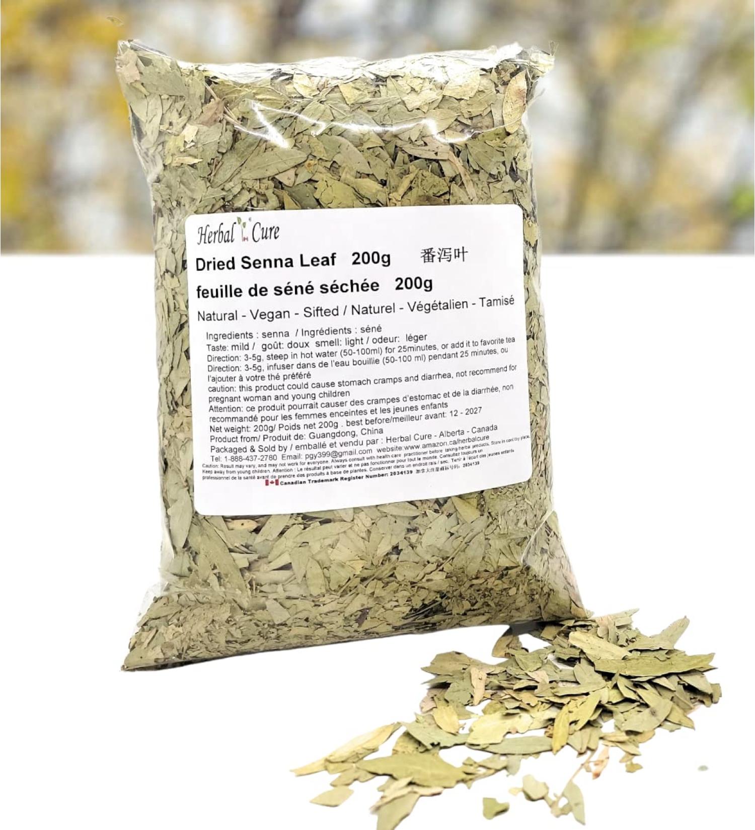 Herbal Cure - Dried Leaf_Senna Tea 200g Natural Vegan Sifted Clean Fresh - Buy Online on GoSupps.com