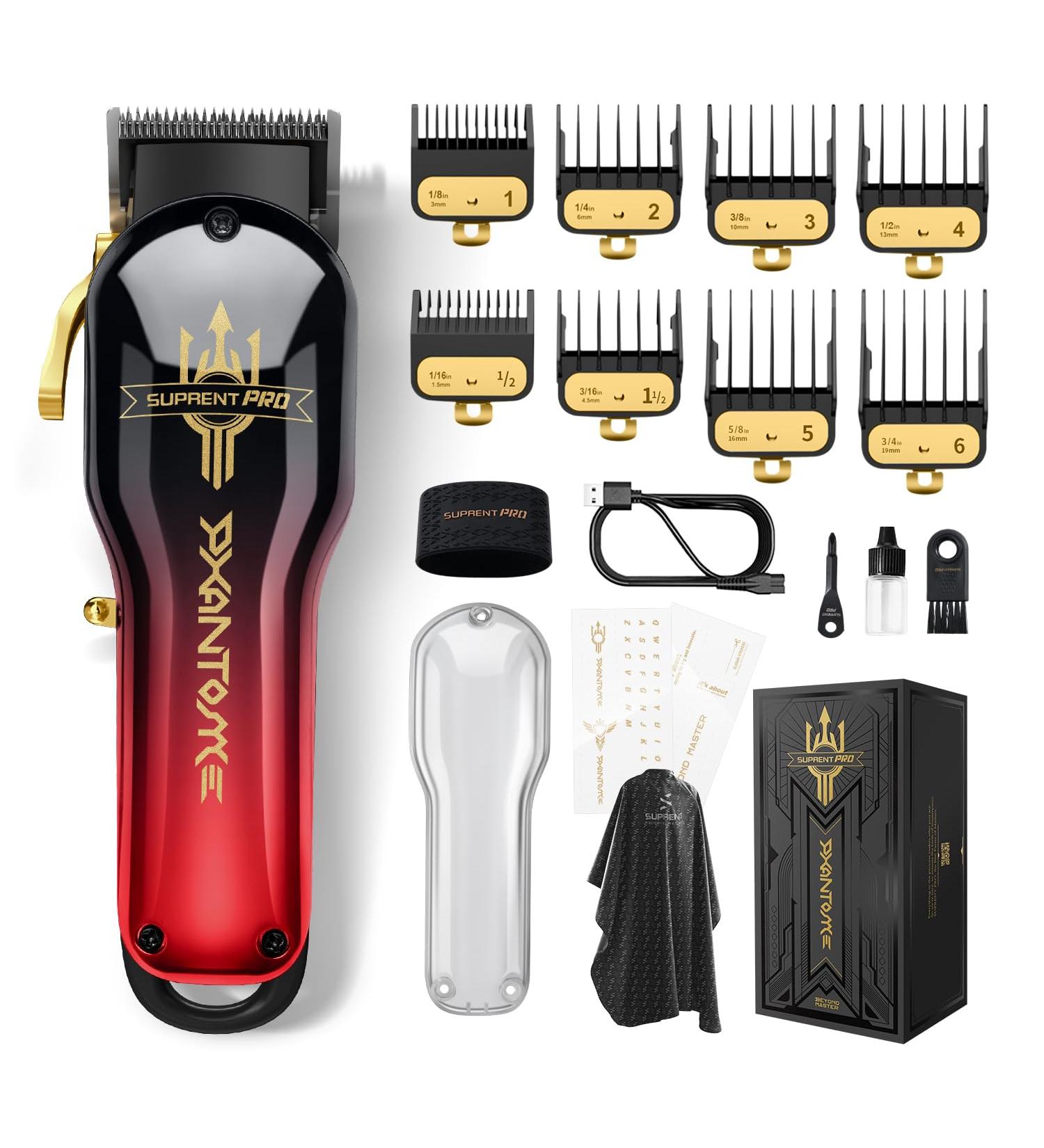 SUPRENT Professional Hair Clippers for Men- Barber Clippers DLC-Coated Blade & Brushless Motor- Rechargeable Haircutting Kit with DIY Customizable Casing (Red) - Buy Online on GoSupps.com