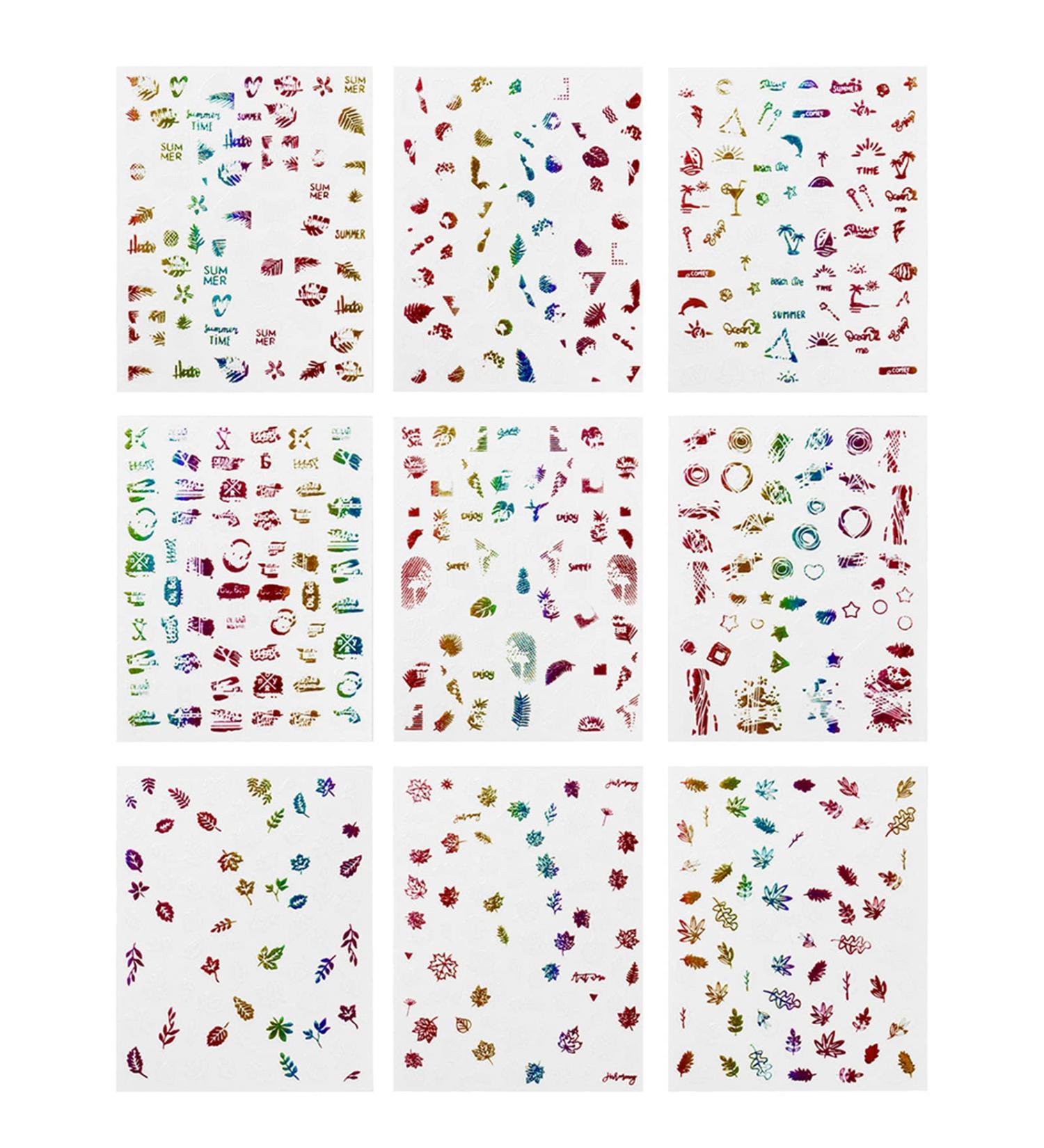 Buy TSBB 9pcs Summer 3D Nail Stickers - Beach Leaf Series for DIY Crafts & Decorations - International Shipping Available - Buy Online on GoSupps.com