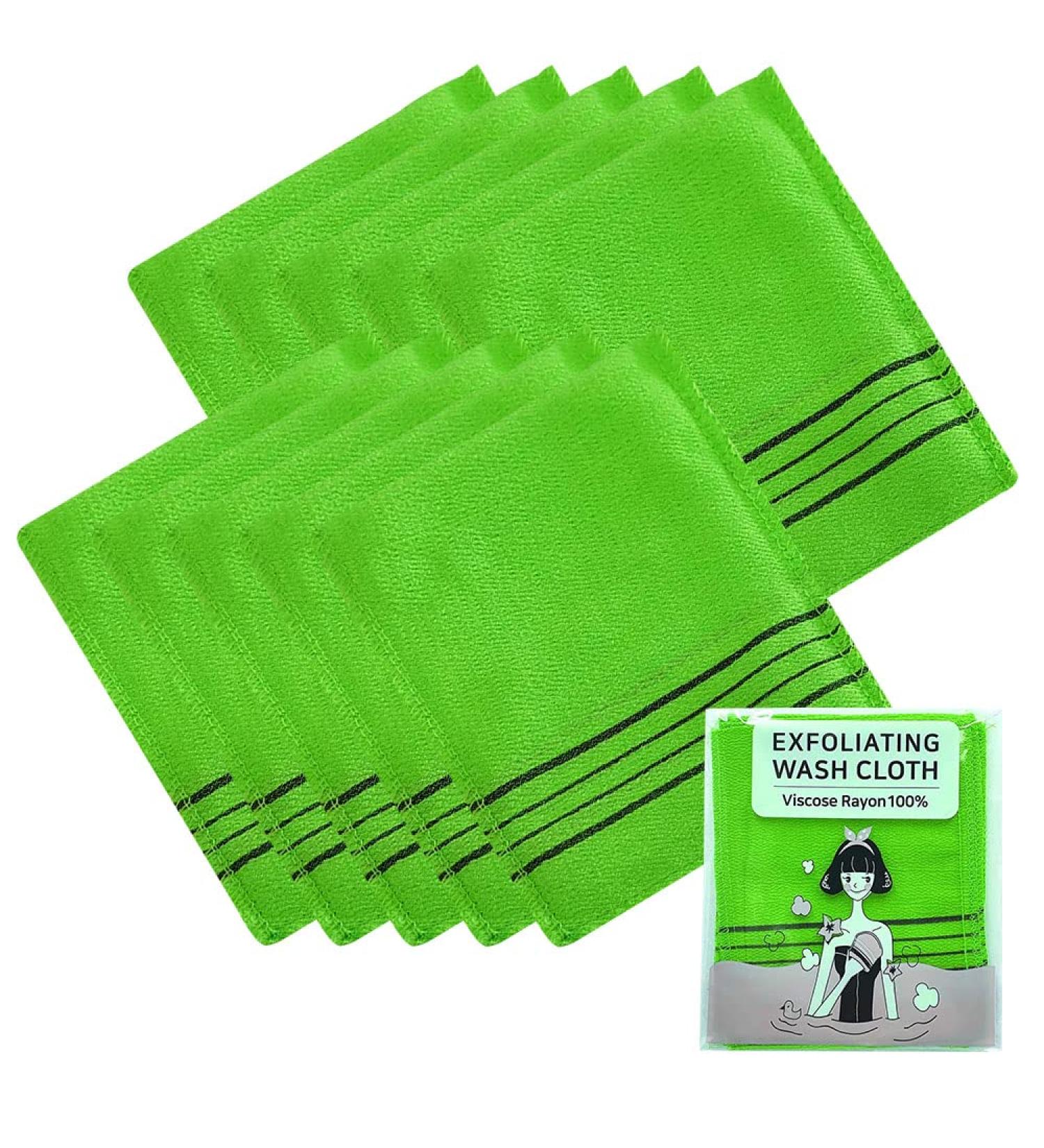 Korean Asian Exfoliating Bath Washcloth 10pcs | Shower Glove for Removing Dead Skin Cells | Reusable | Green_10p - Buy Online on GoSupps.com