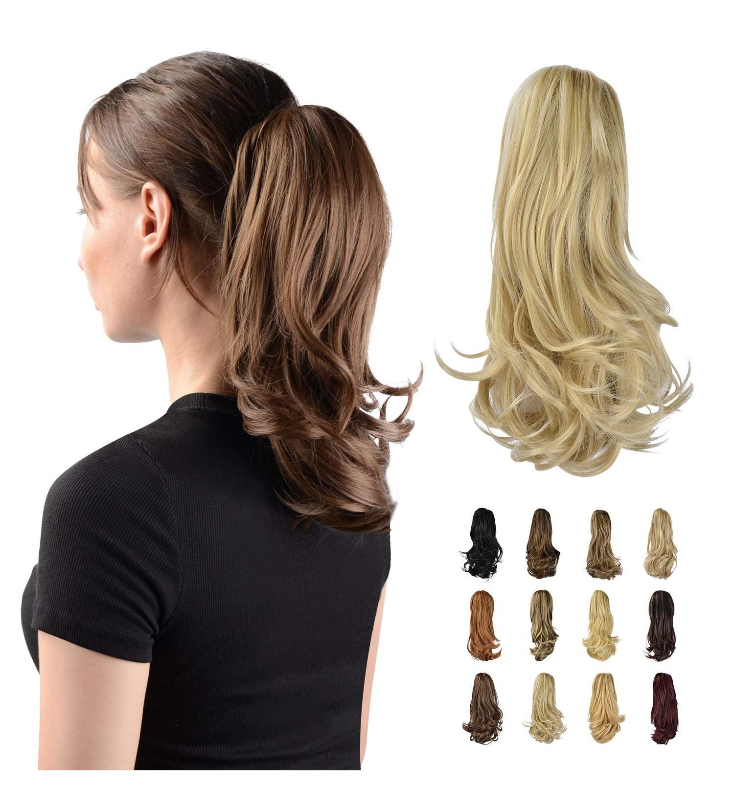 Shop Sofeiyan 33cm Long Curly Ponytail Extension - Natural Looking Light Blonde Clip-In Hair for Women - Buy Online on GoSupps.com