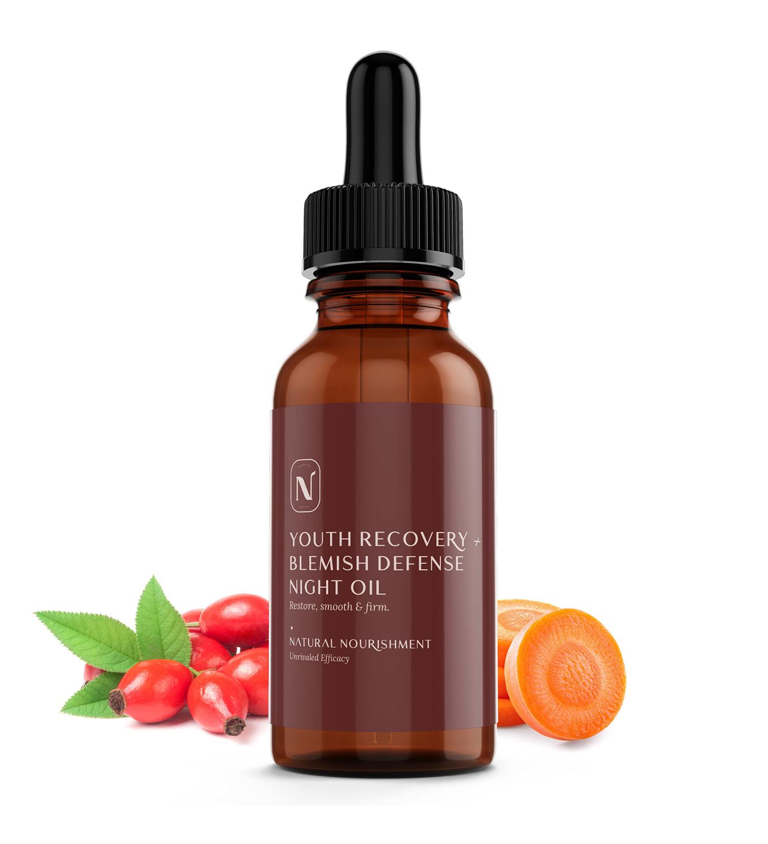 NOACIER Blemish Defense Night Face Serum - Hydrating Oil for Acne Aging & Dark Spots with Squalane Rosehip Vitamin E & Retinol - Youth Recovery Solution - Buy Online on GoSupps.com