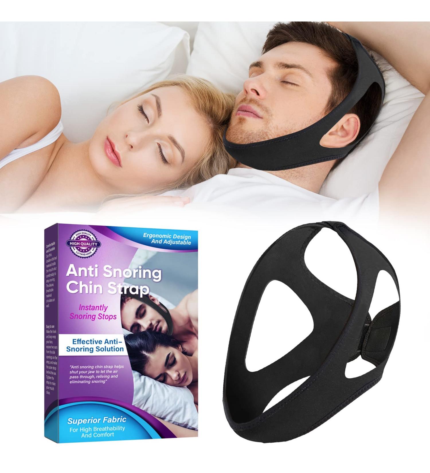 Adjustable Anti Snoring Chin Strap - Effective Solution to Stop Snoring - Unisex Black Design - Buy Online on GoSupps.com