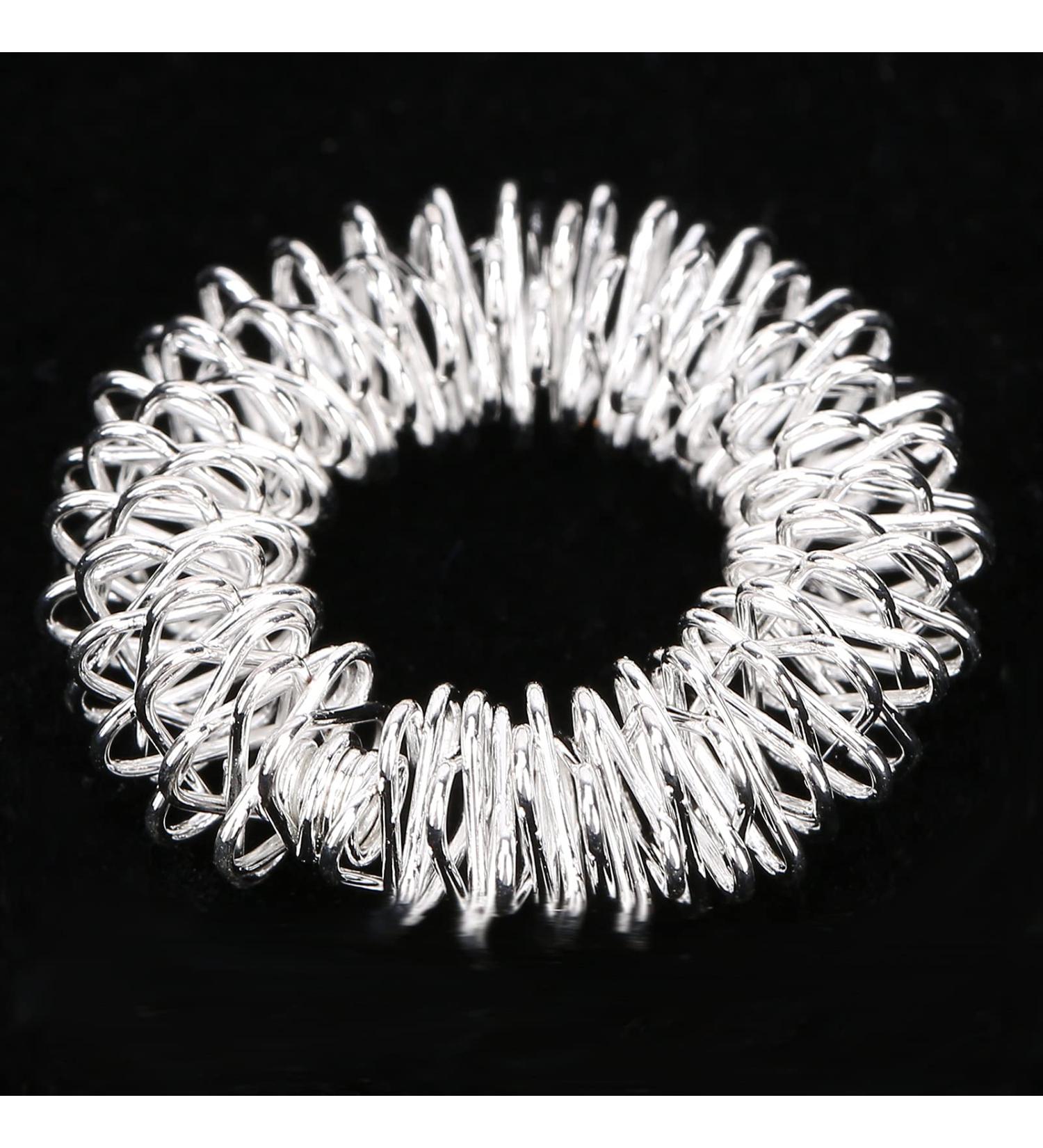 Pen Finger Massage Device - Mini Acupuncture Spring Rings for Stress Relief & Circulation - Silver Finger Therapy Tool - Buy Online on GoSupps.com