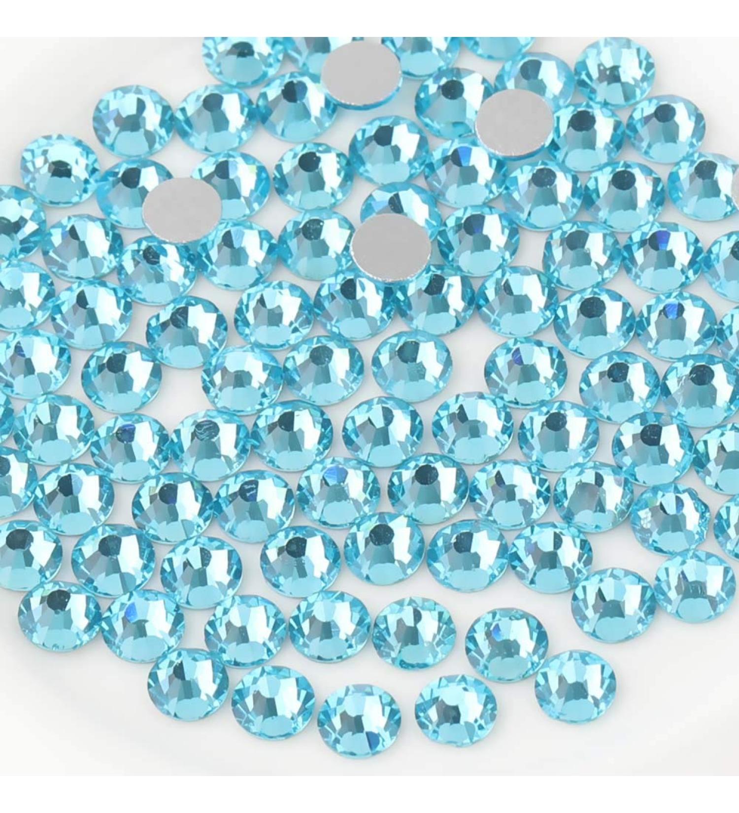 Beadsland 288 pieces flat back rhinestones nail crystals rhinestones for nails aquamarine ss30 (6.4-6.6mm) aquamarin SS30/288PCs