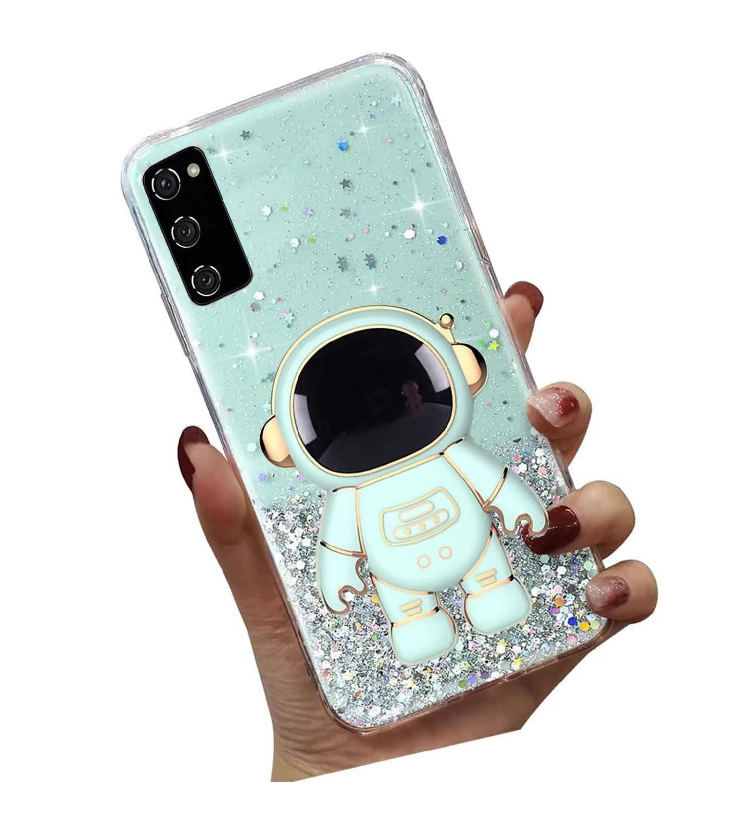 Tivenfezk Nadoli for Samsung Galaxy A51 - Astronaut Hidden Standing Caricature Glitter Soft Silicone Bling Transparent Protective Cover - Green - Buy Online on GoSupps.com