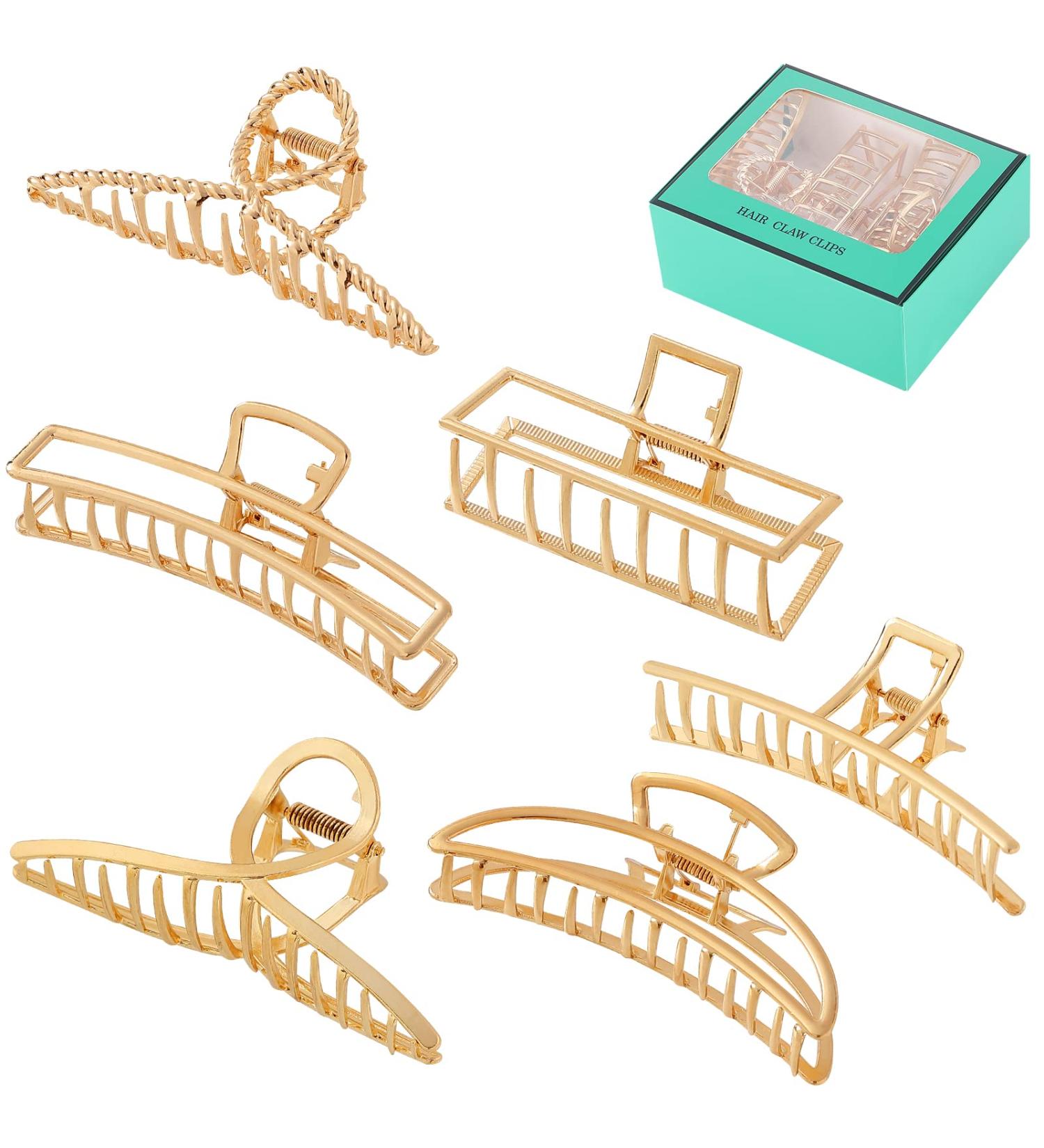 Fuystiulyo 6 Pack Large Metal Hair Claw Clips - Nonslip Gold Hair Clips for Thick Thin Hair - Strong Hold Jaw Clips - Hair Styling Accessories - Buy Online on GoSupps.com
