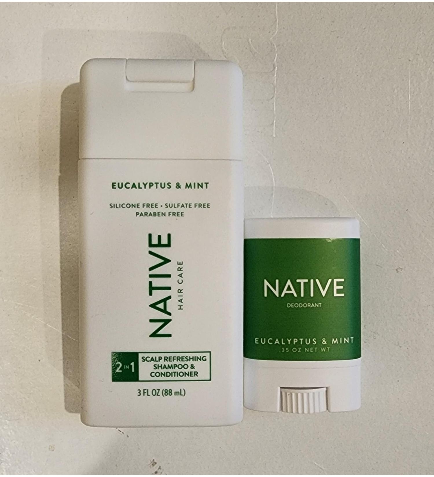 Shop Native Travel Set: Aluminum-Free Deodorant & 2-in-1 Shampoo & Conditioner - Eucalyptus & Mint | Vegan Travel Size - Buy Online on GoSupps.com