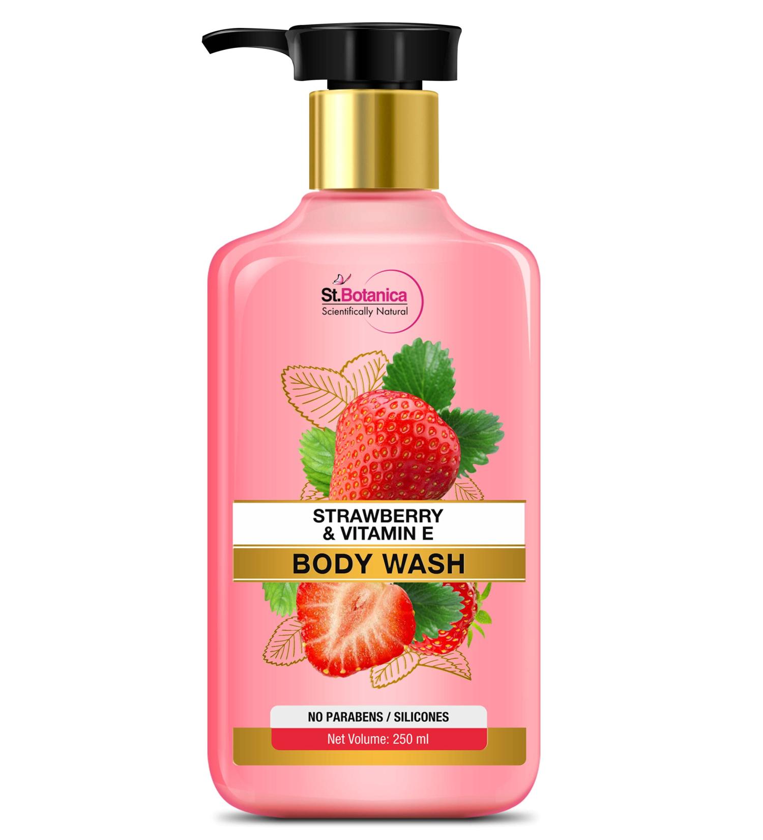 StBotanica Strawberry & Vitamin E Body Wash 250ml - No SLS/Sulphate Parabens