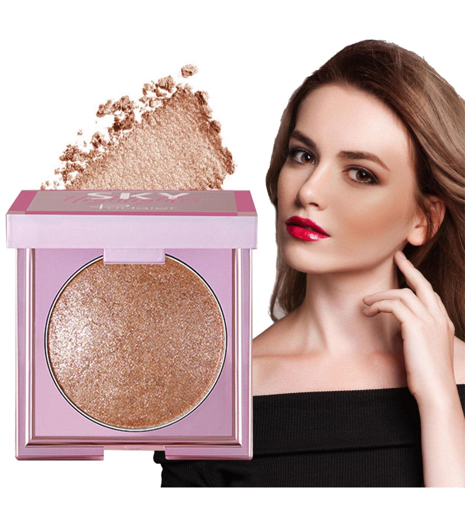 Highlighter Makeup 8g Shimmering Waterproof Highlighting Powder Cosmetics Women Brightening Face Cosmetics for Eyelids Lips Cheekbones Long Wear Highlighter for Mom Wife - Buy Online on GoSupps.com
