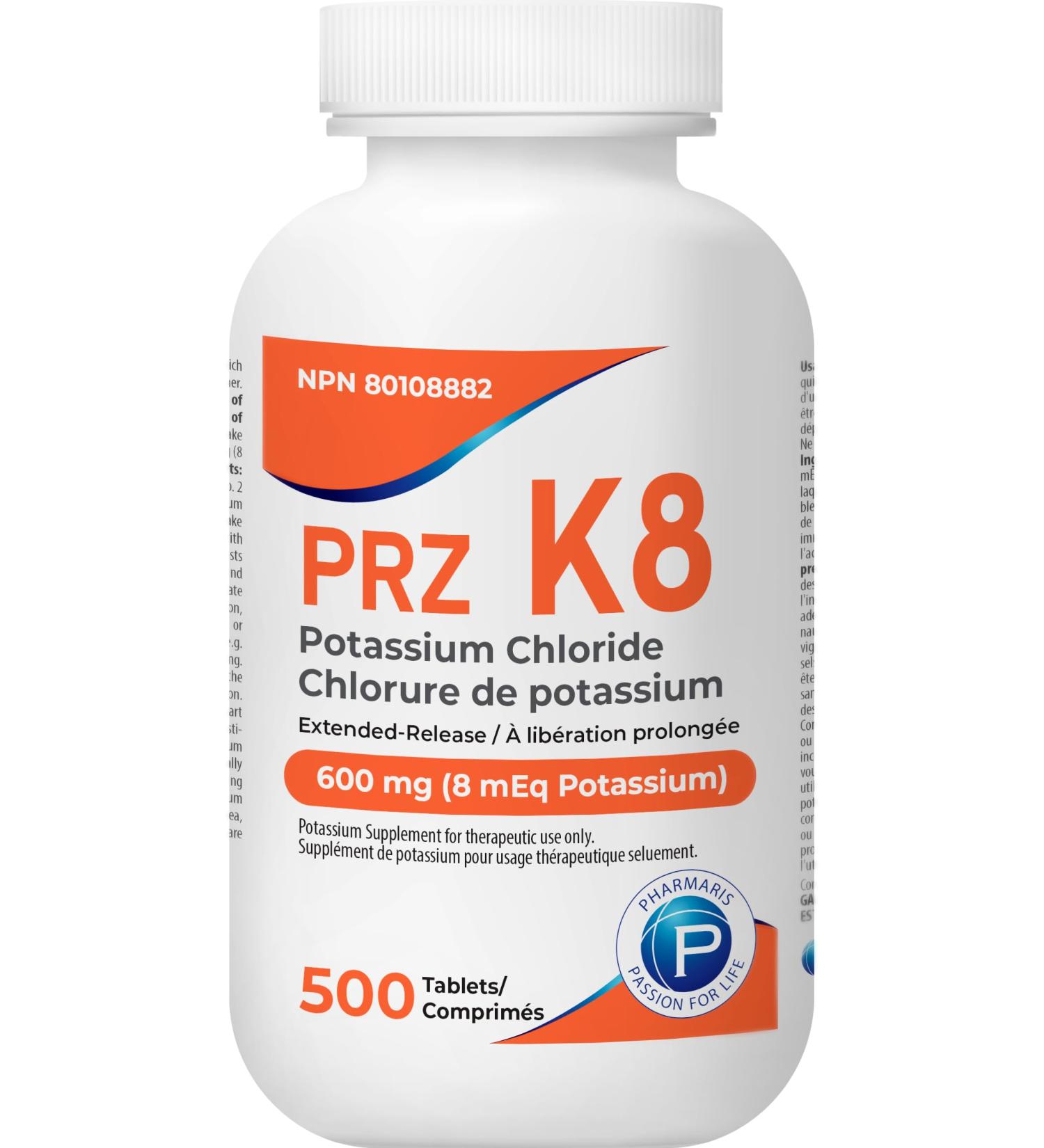 Potassium Chloride Extended Release 500 Tablets 600 mg (8 mEq Potassium) for Hypokalemia Treatment and Prevention - Buy Online on GoSupps.com
