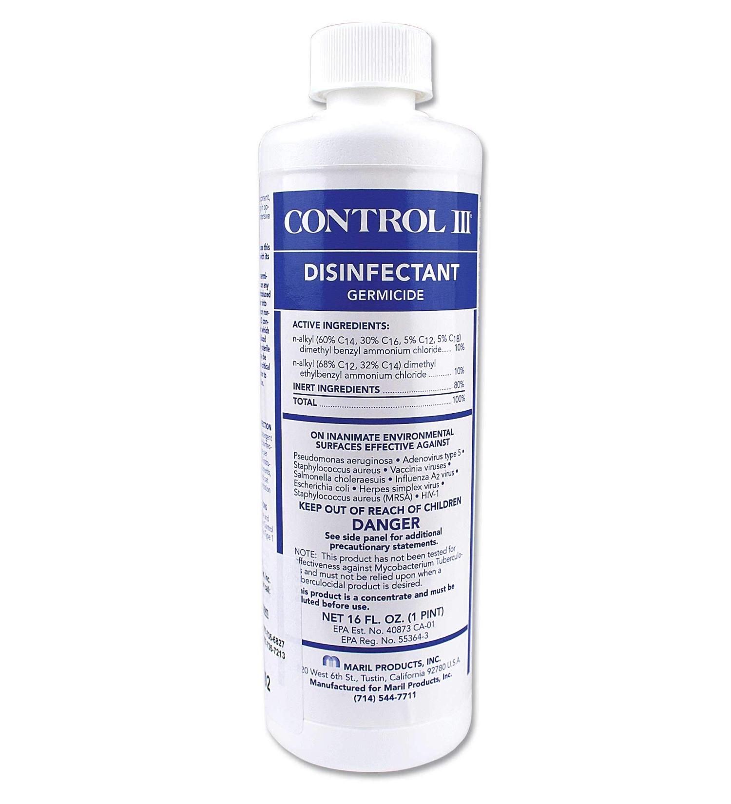 Control LLL Concentrate Disinfectant Germicide 16oz EPA Registered Non-Toxic Hospital-Home Care & Non-Medical Laundry Industrial/Commercial Grade. (1)