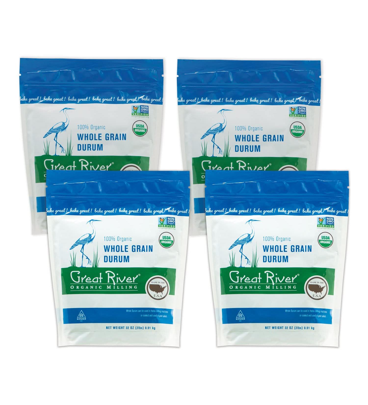 Great River Organic Milling Whole Grain Durum Wheat 2lb - Pack of 4 | Organic, Non-GMO - Buy Online on GoSupps.com