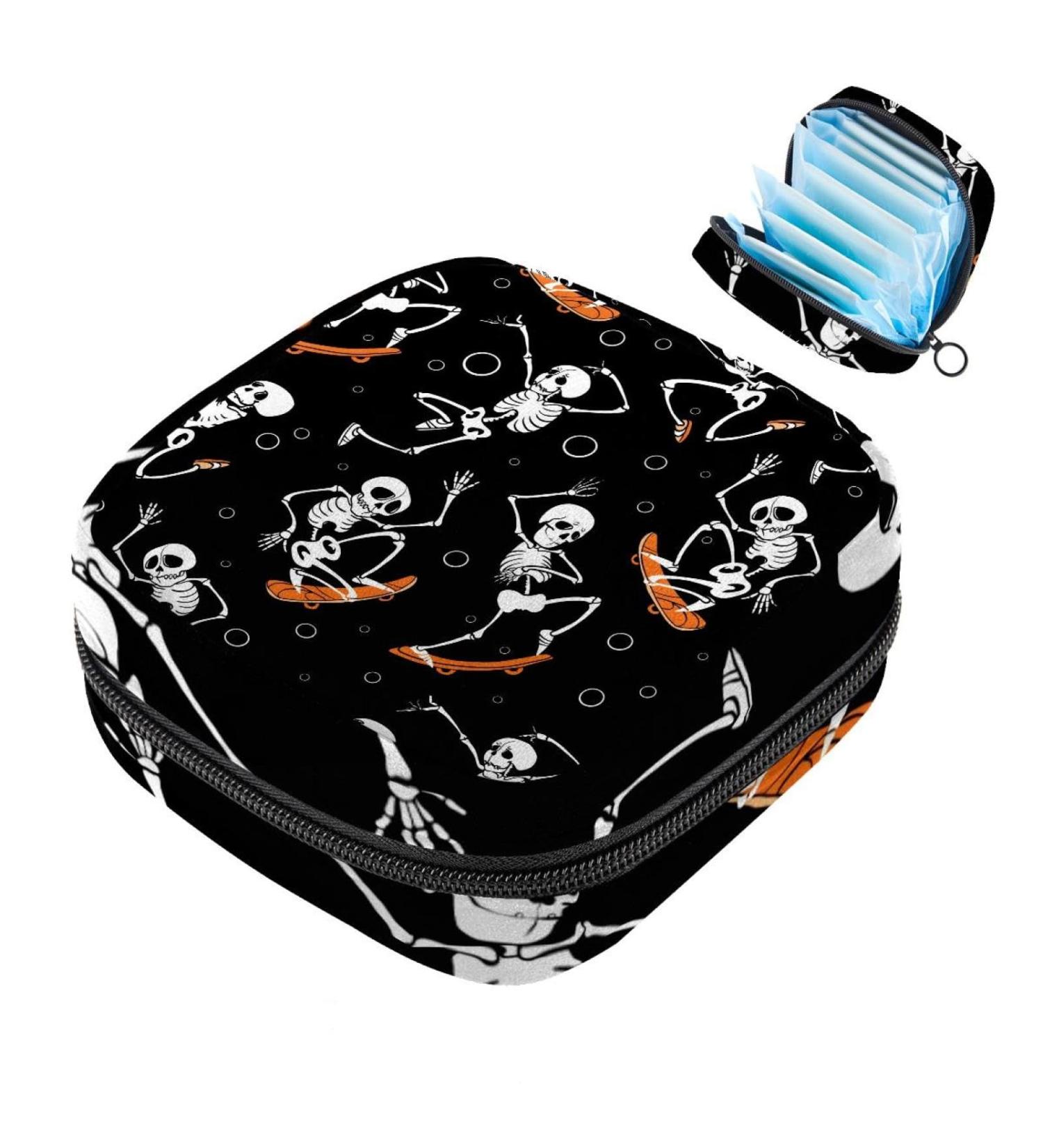 MUOOUM Skateboard Skull Pattern Menstrual Pad Storage Bag - Portable Cup Pouch for Girls and Women - Buy Online on GoSupps.com