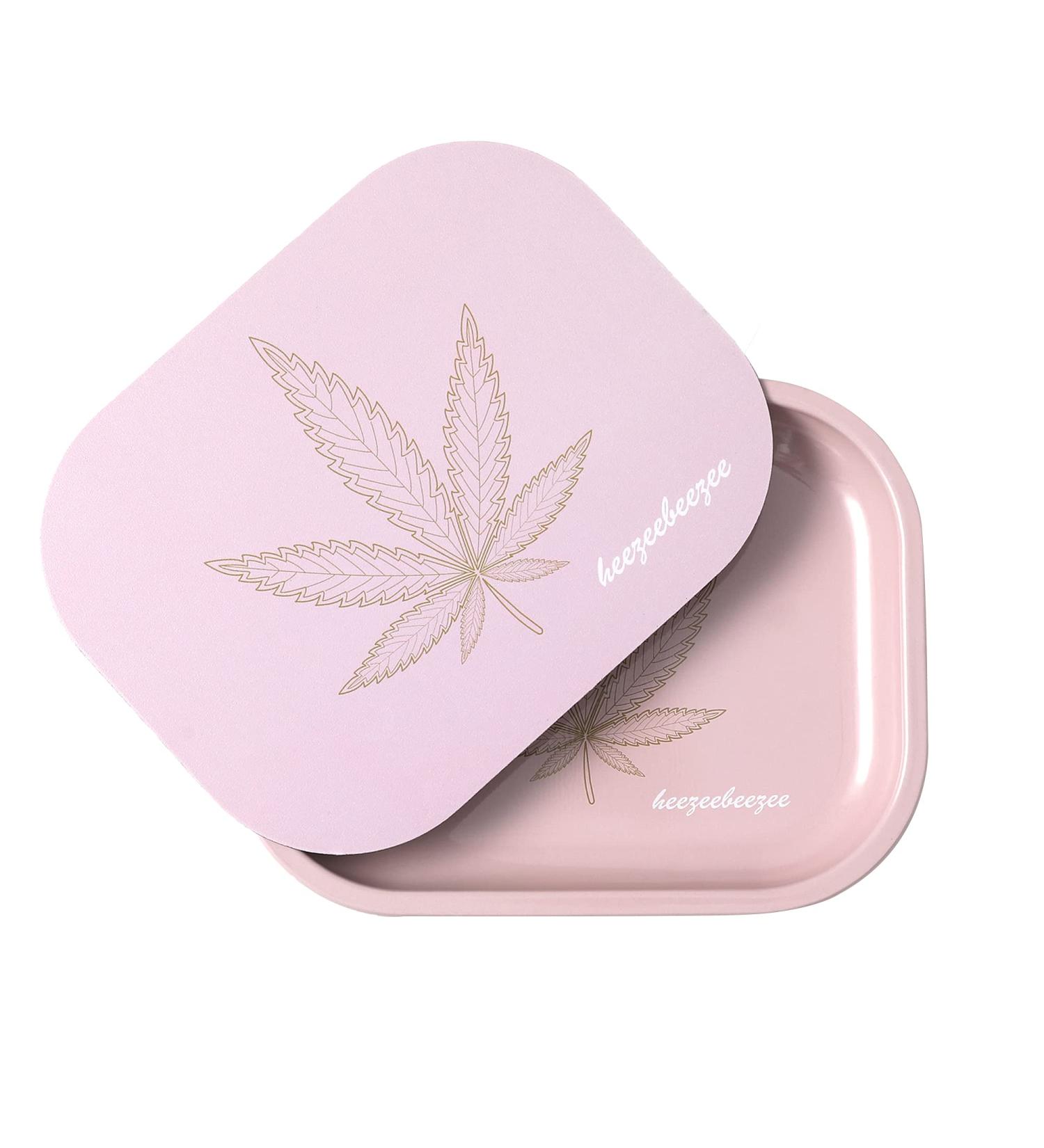 Small Pink Mini Rolling Tray with Magnetic Lid - 7'' x 5.5'' | Premium Metal Storage Tray for Home or On-The-Go - Buy Online on GoSupps.com