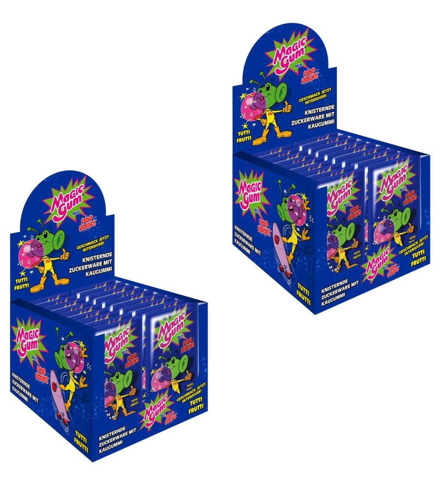 Pop Rocks Magic Gum Tutti Frutti 50 pieces in display crackling gum (pack of 2) Tutti Frutti 50 pieces (pack of 2)