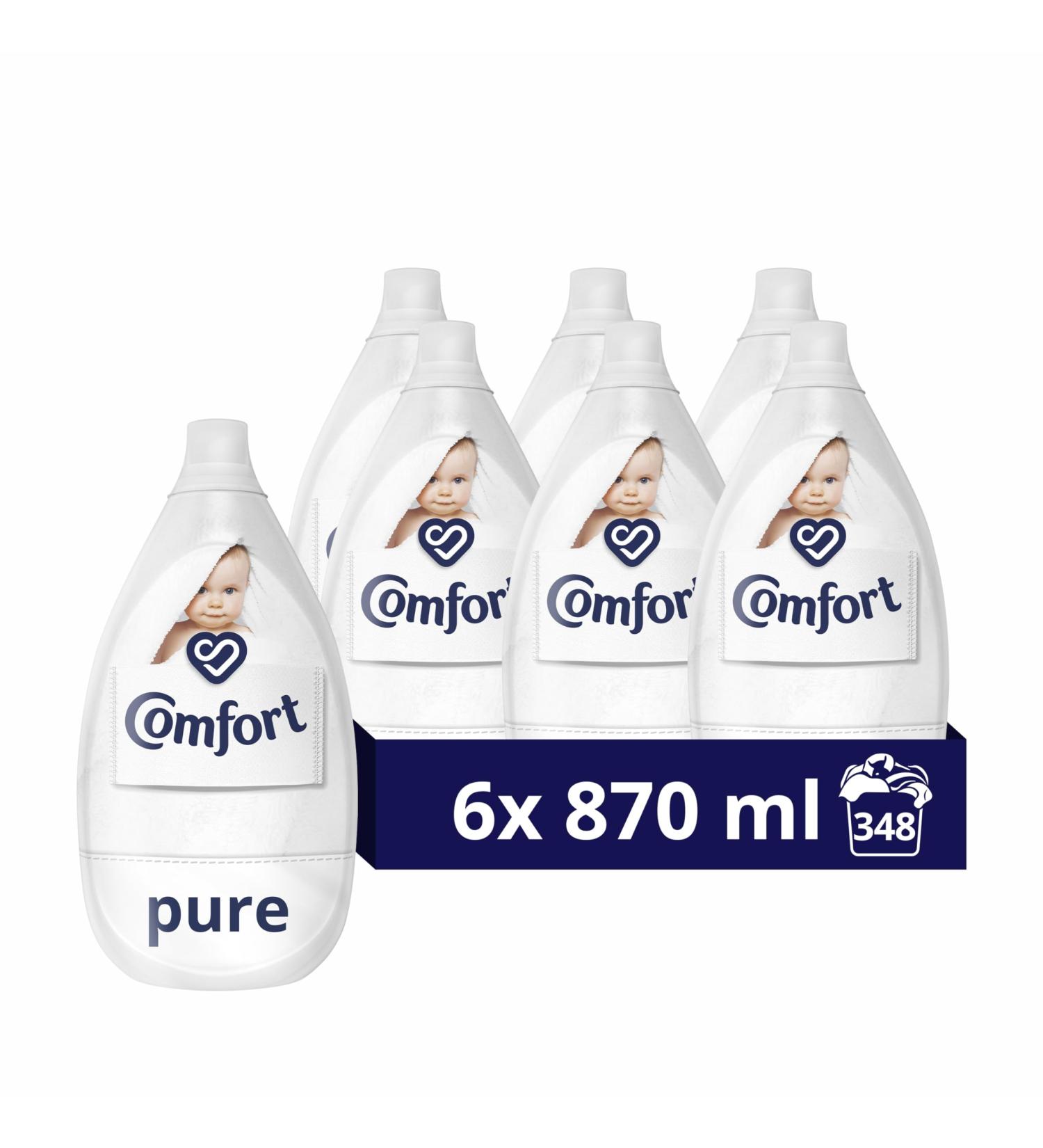 Comfort Pure Ultra-Concentrated Fabric Conditioner - Dermatologically Tested, Gentle on Sensitive Skin - 6x 870ml (348 Washes) - Buy Online on GoSupps.com