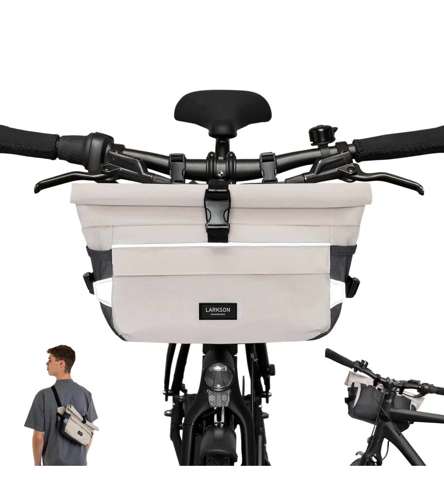 Buy Larkson Handlebar Pocket Bike Beige - 2-in-1 Bicycle & Shoulder Bag - Water-Repellent Bike Packing Bag with Reflection - International Shipping Available - Buy Online on GoSupps.com