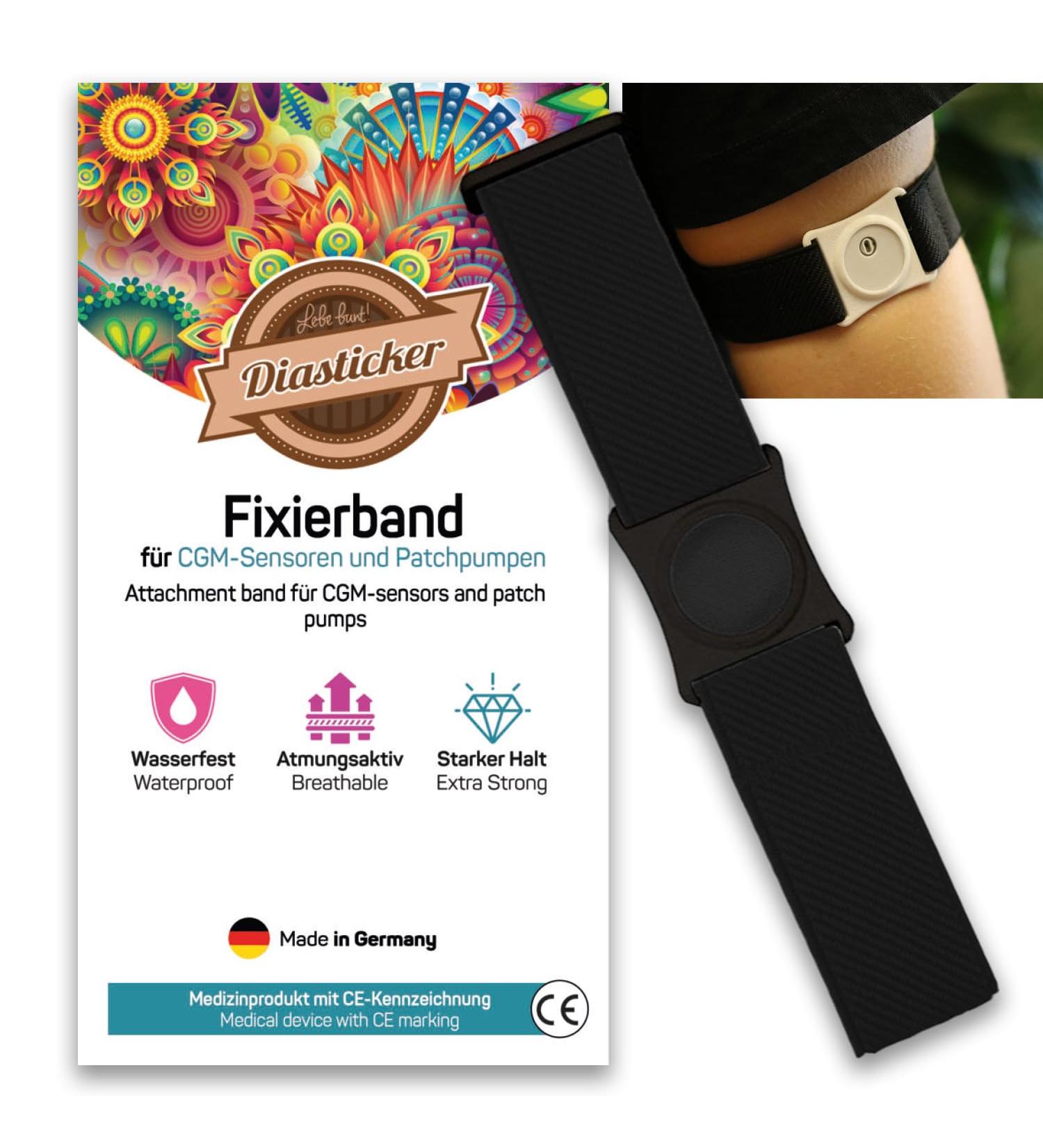 Diasticker Freestyle Libre 3 - Waterproof Fixing Band | Strong Sensor Protection & Fixation | Black (Medium: 25-35 cm) - Buy Online on GoSupps.com