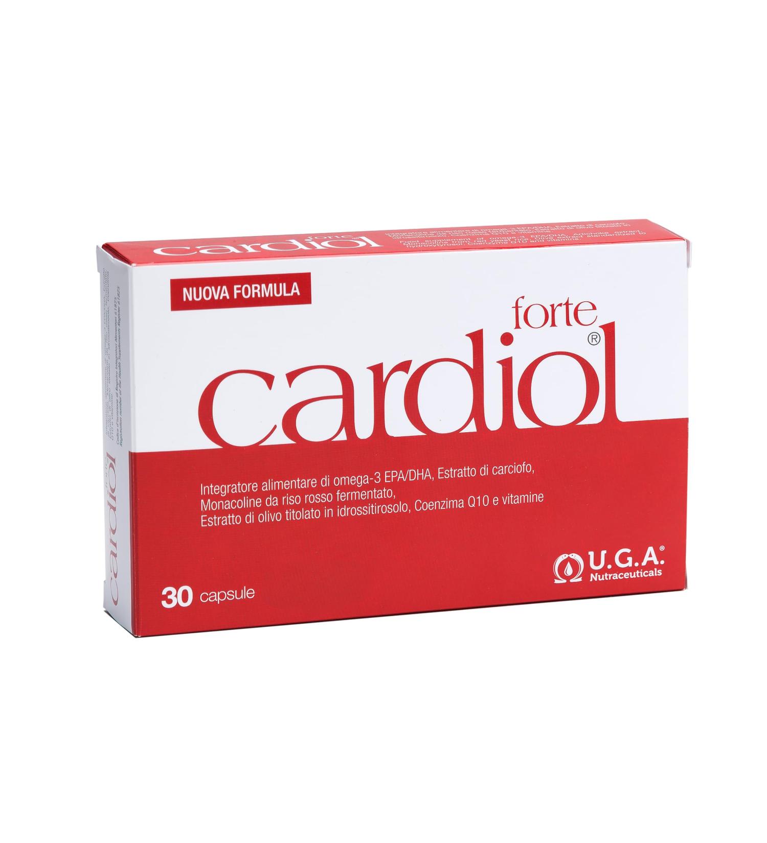 Cardiol Forte - Omega-3 EPA/DHA - Folic Acid Coenzyme Q10 and Vitamin E - for the Heart Well - Monacolin with Fermented Red Rice - For Adults - 30 Capsules - Buy Online on GoSupps.com
