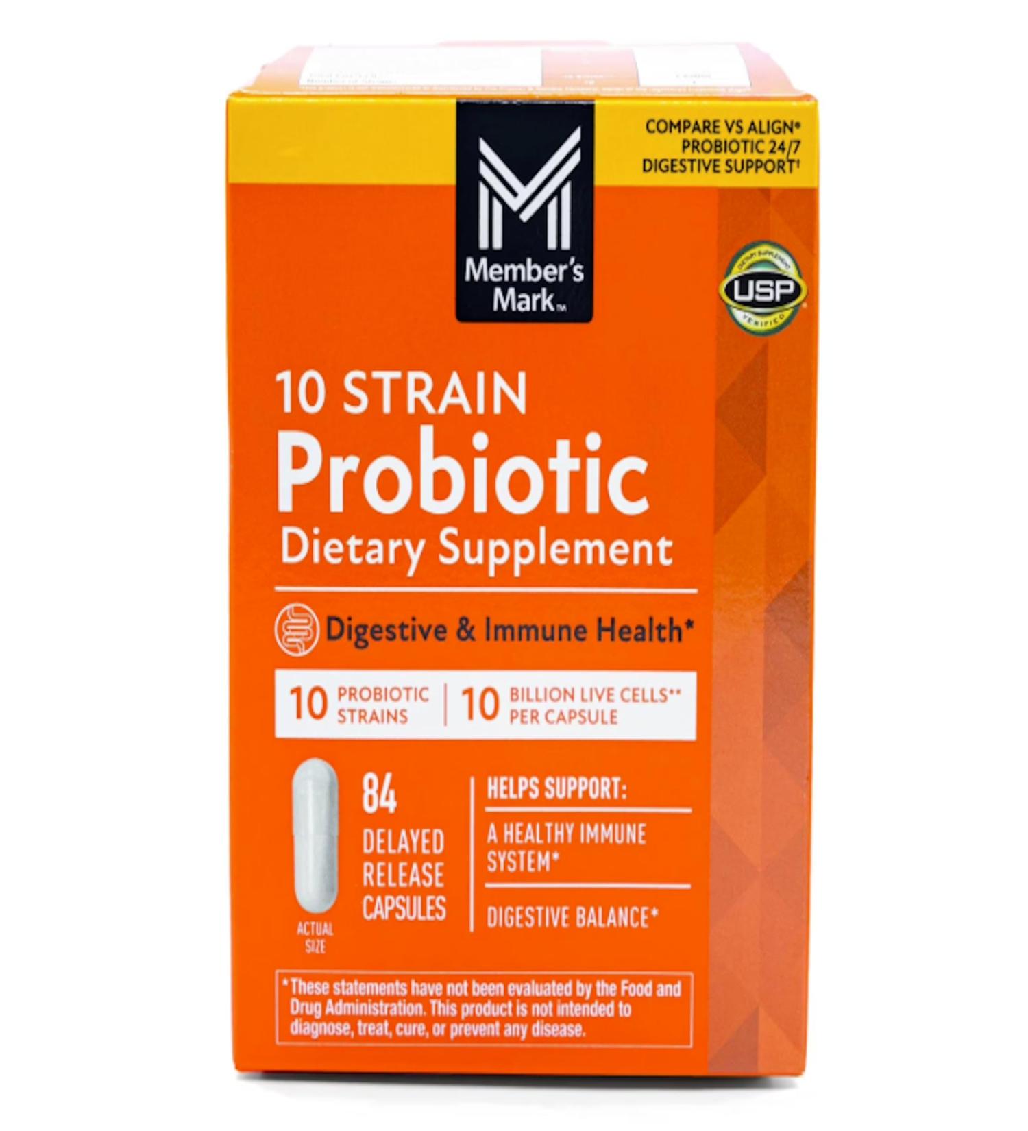 Member Mark 10 Strain Probiotic Capsules 84 ct.