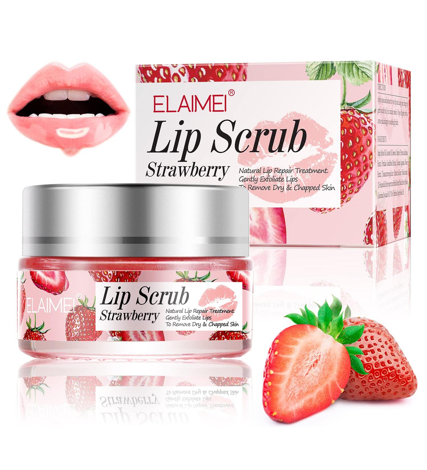 Strawberry Lip Peeling & Scrub - Hydrating Treatment for Cracked Lips Lip Mask for Repairing Cuticles & Fading Lines | International Shipping - Buy Online on GoSupps.com