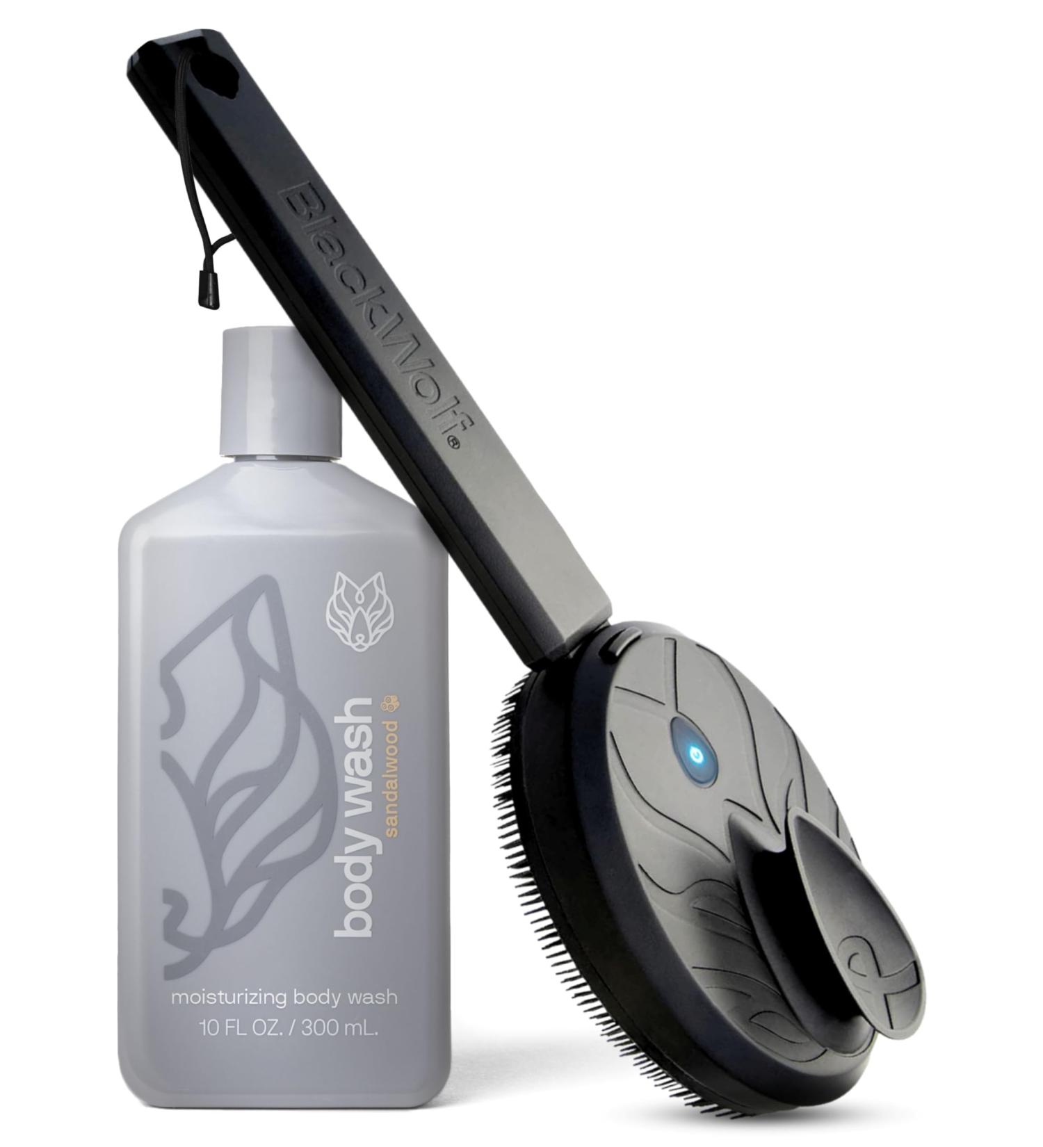 Black Wolf Sonic Scrubber Pro & Moisturizing Body Wash Set - Men's Shower & Bathroom Essentials Gift Set for Dry Dehydrated & Sensitive Skin - Hydrating Bodywash & Vibrating Face & Body Scrubber Sonic Scrubber Pro & Moist  - Buy Online on GoSupps.com