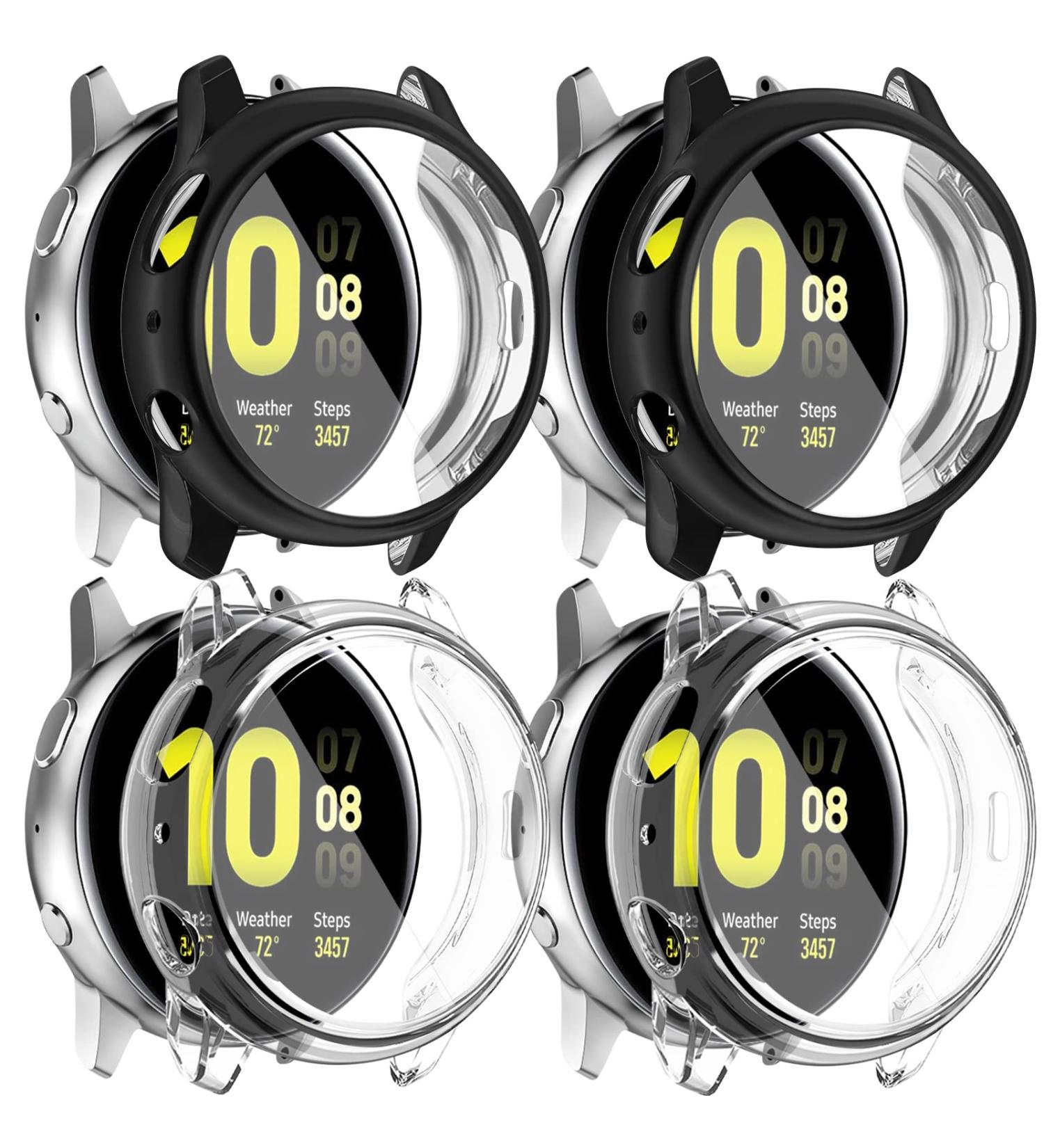 4 Pack Amzpas Samsung Galaxy Watch Active 2 Screen Protector Case 44mm - Soft TPU Full Cover - Black/Clear - Compatible with Galaxy Active 2 Smartwatch - Buy Online on GoSupps.com