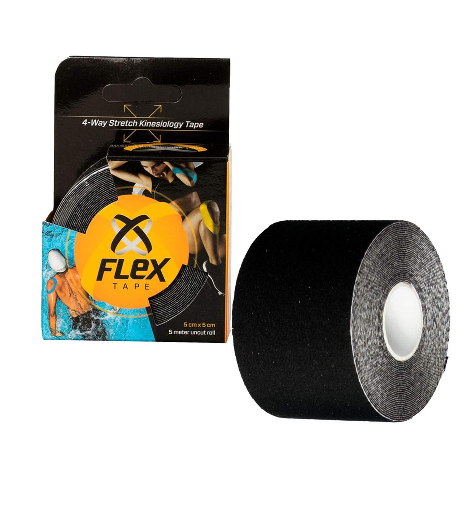 XFlex K Tape Waterproof Elastic Uncut Roll - 2" x 16 ft 4-Way Stretch Physio Tape for Sports Training & Physical Therapy - Pro Kinesiology Tape (Black) - International Shipping Available - Buy Online on GoSupps.com