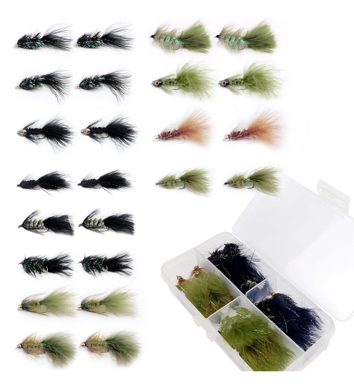 24pc Handmade Saltwater Fly Fishing Flies Assortment - Trout Wet Flies Streamer Lures Ba 12 Woolybuggers Collection - Buy Online on GoSupps.com