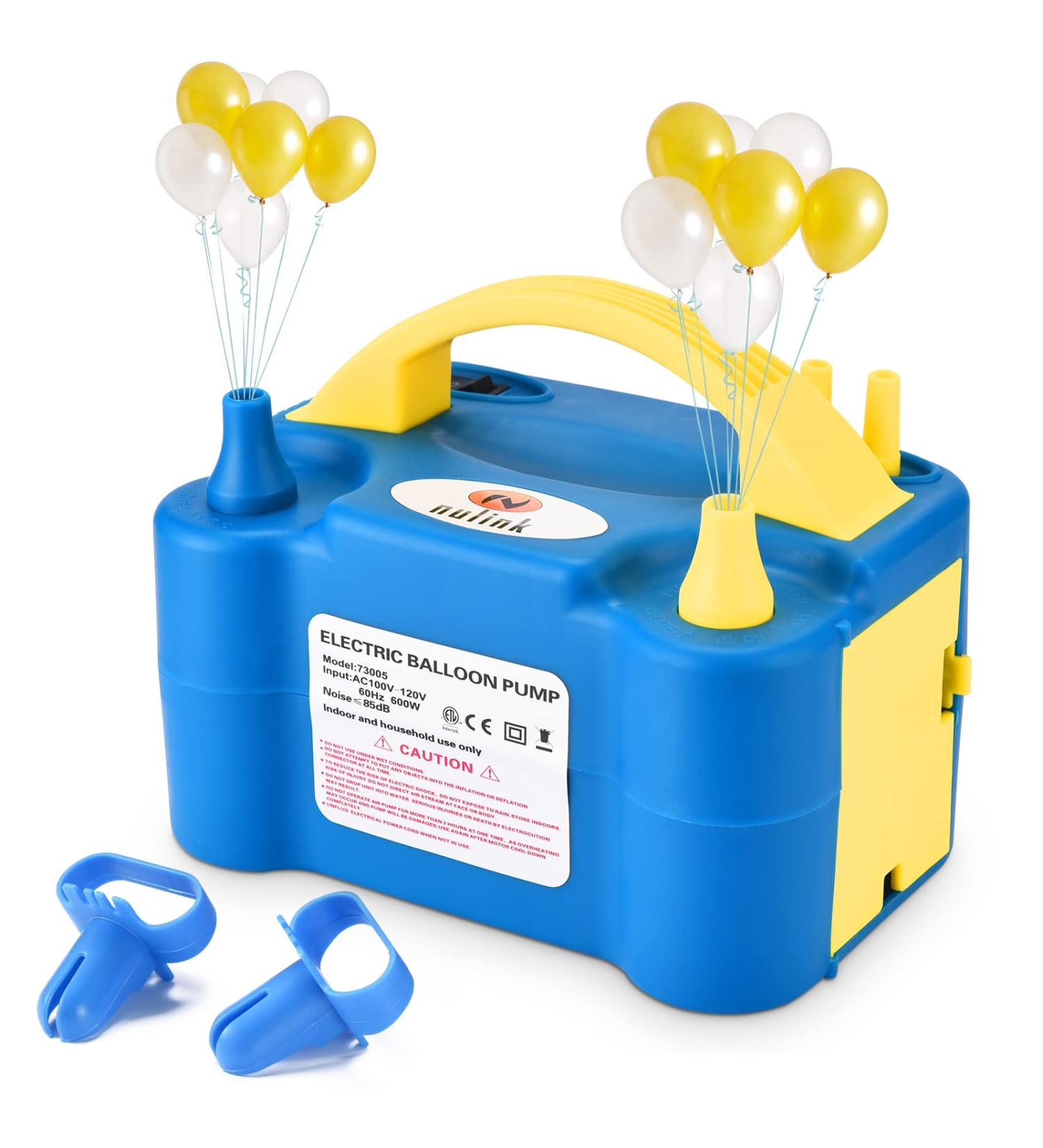 NuLink Electric Portable Dual Nozzle Balloon Pump for Decoration Party - Blue/Yellow - Buy Online on GoSupps.com