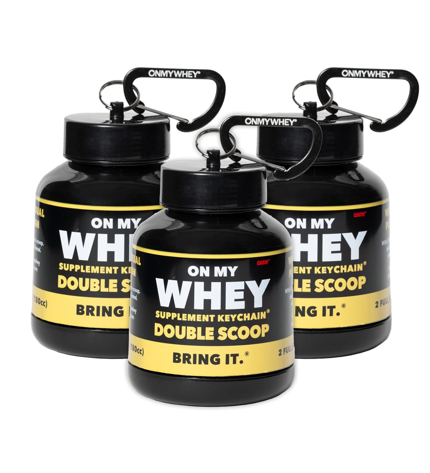 OnMyWhey Double Scoop Protein Powder Funnel Keychain 3-Pack - 3 Count (180cc) - Supplement Accessory - Buy Online on GoSupps.com