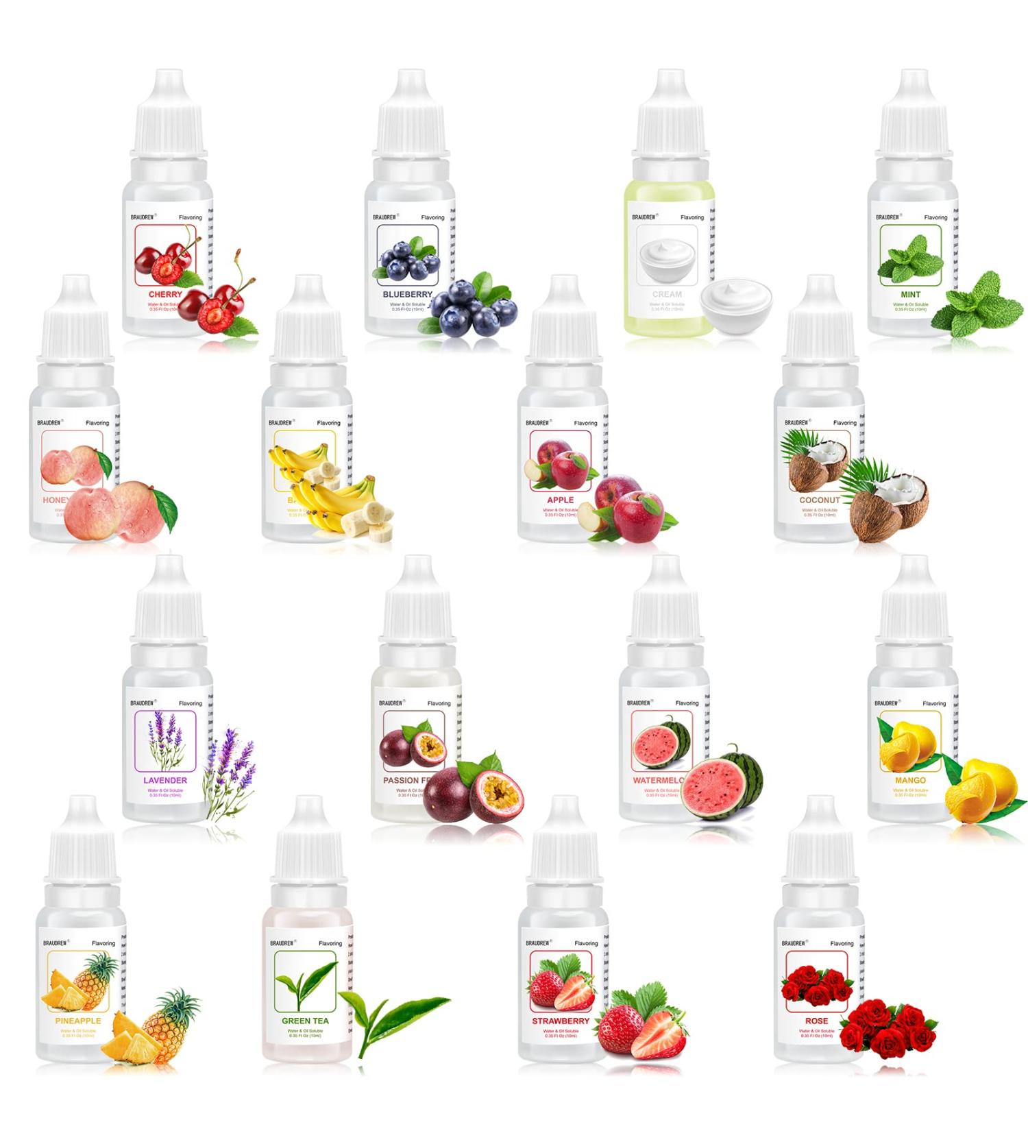 16 Pack Lip Gloss Flavoring Oil - Vanilla Pineapple Banana Candy Flavoring for Cooking & Baking - Water & Oil Soluble Lip Flavoring Oil - .35 Fl Oz - Buy Online on GoSupps.com