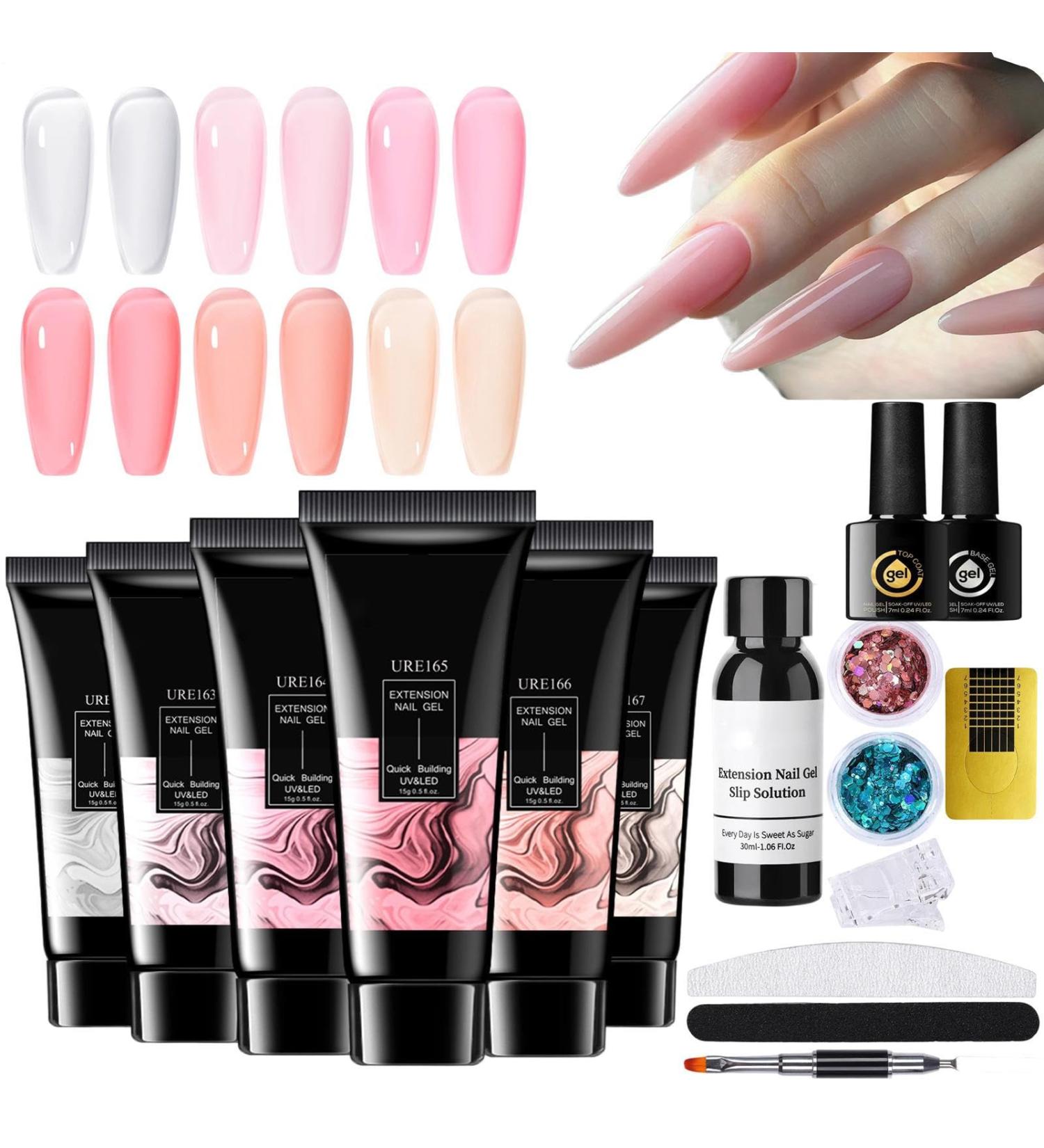 Nail Adhesive Gel | Builder Gel for Extensions with Glue 6 Colors | Multifunctional Long-Lasting Art Design Tips and Decorations for Professional Enthusiasts and Adults - Buy Online on GoSupps.com
