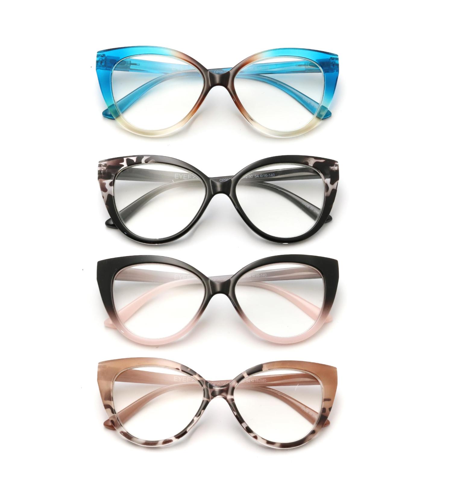 Shop 4PC Cat Eye Reading Glasses for Women | Blue Light Blocking Flexible Spring Hinges Anti-Glare | Fashionable 1.5x Magnification - Buy Online on GoSupps.com