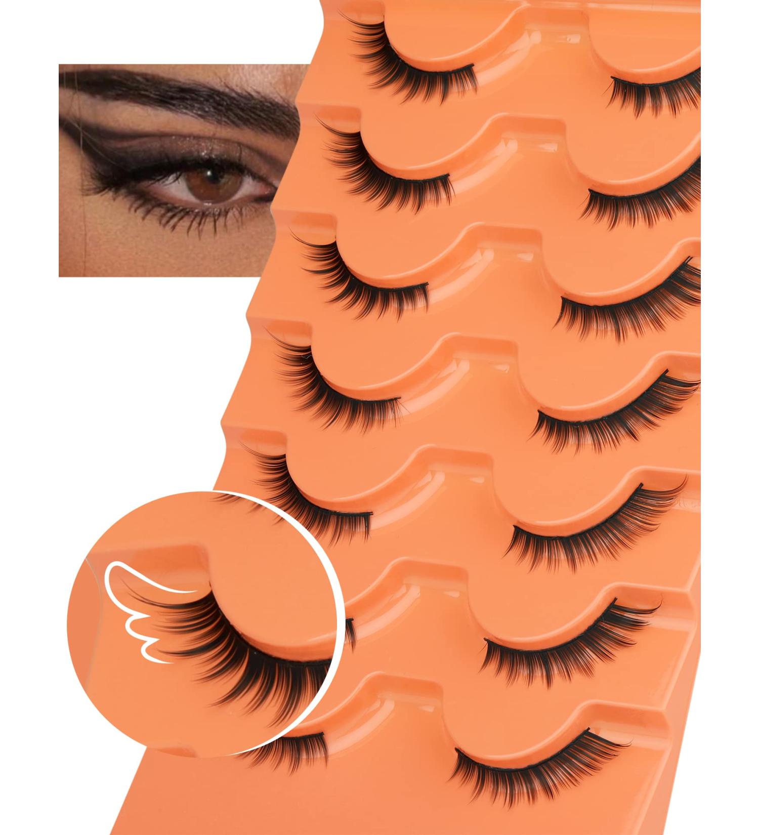 L Curl Cat Eye Half Lashes - 7 Pairs, Wispy & Natural Look, Winged Fox Eye Design, Short Eyeliner Effect - Goddvenus - Buy Online on GoSupps.com