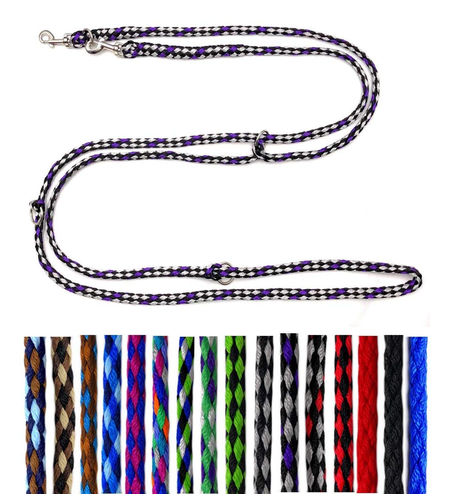 Lightweight 2.80m Adjustable Dog Leash for Small Dogs | Robust Double Linen Design - Boston Black-Silver Purple - Buy Online on GoSupps.com