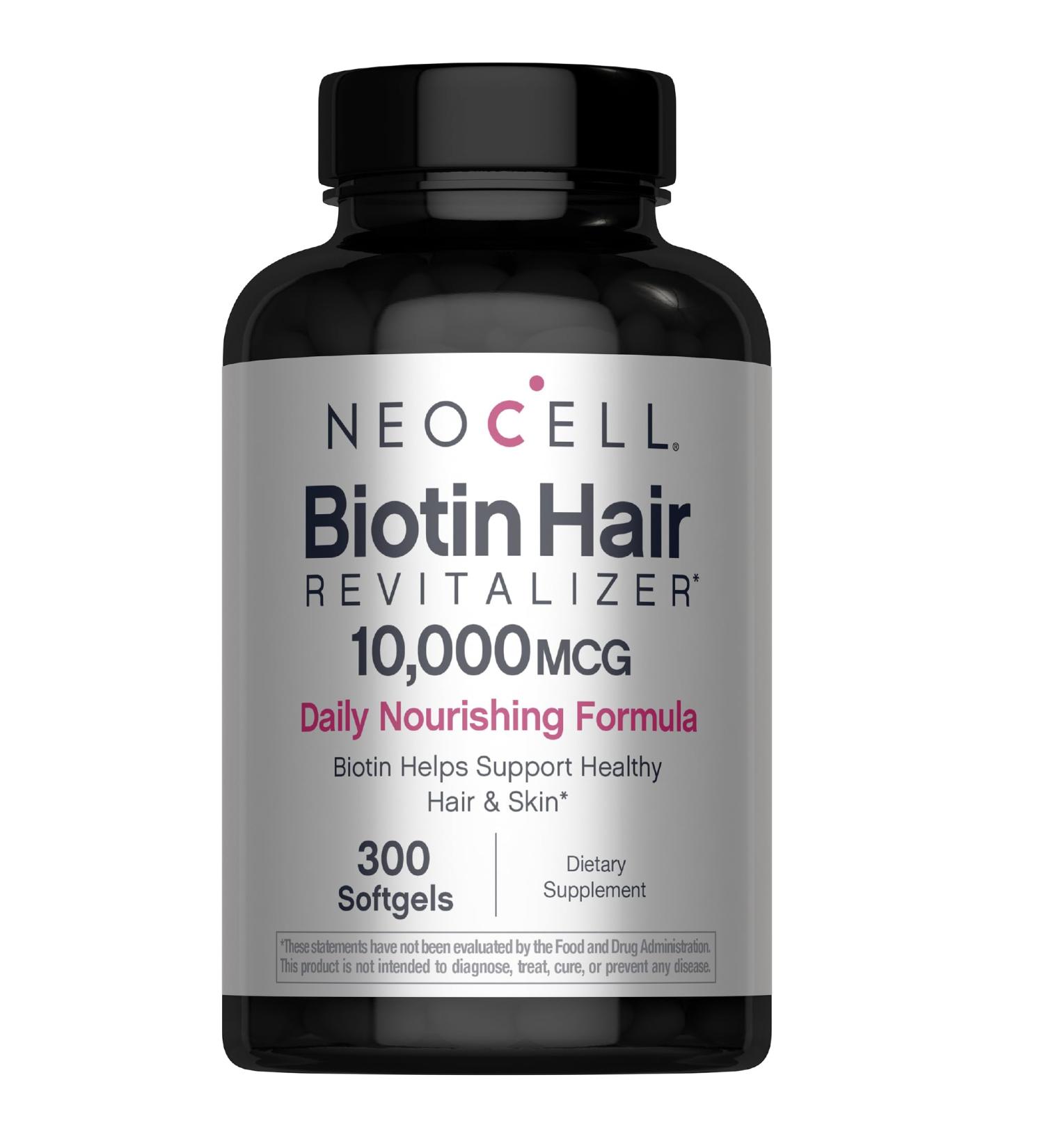 NeoCell Biotin Hair Revitalizer 10000mcg | 300 Softgels | Daily Nourishing Formula | for Women and Men | Hair Skin and Nails Supplement - Buy Online on GoSupps.com