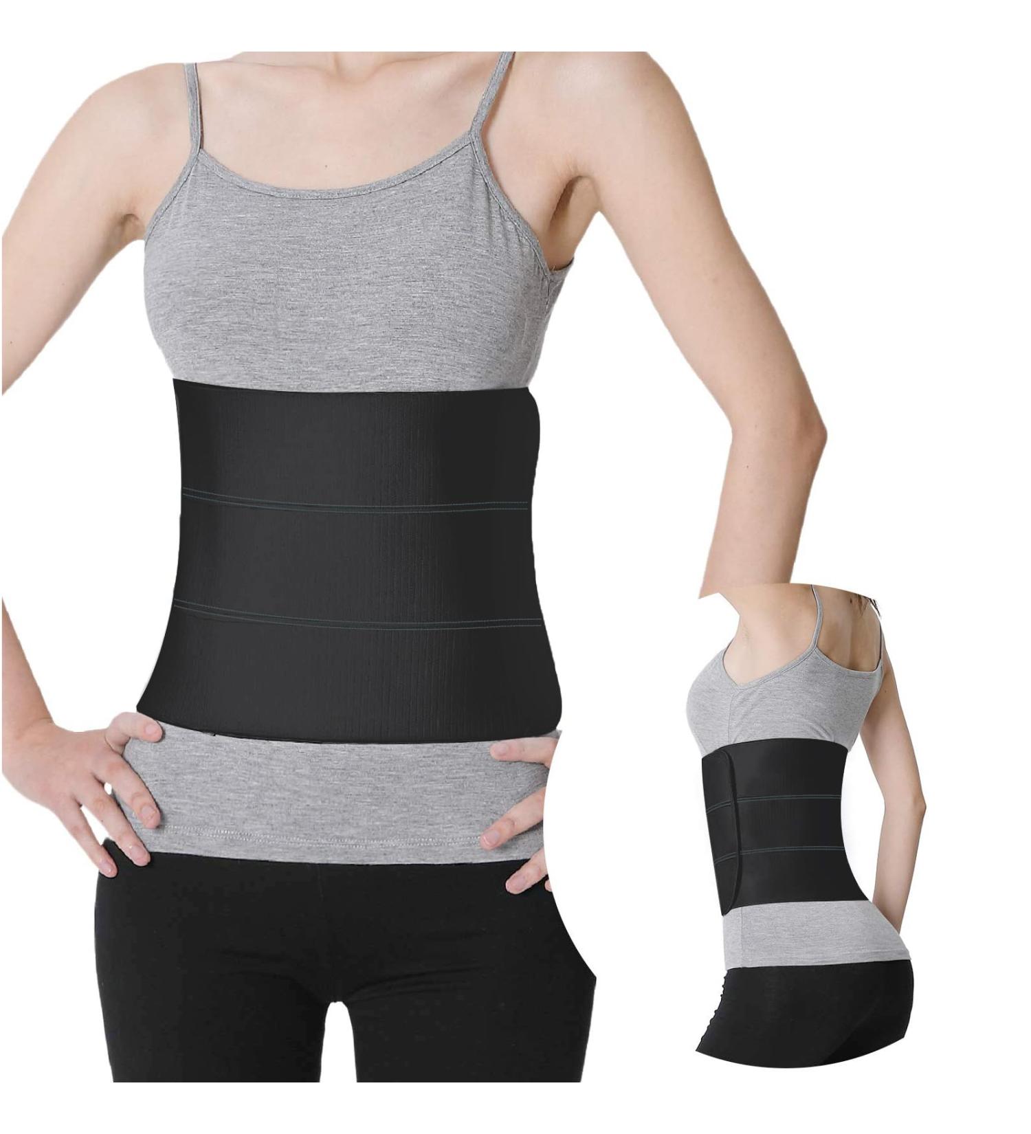 S Abdominal Binder Post Surgery - Elastic Waist Band for Stomach Support & Compression | Latex-free Breathable Hernia Belt for Tummy Tuck & Bariatric - 3 Panel - Fits 30-45" Waist - Black - Buy Online on GoSupps.com
