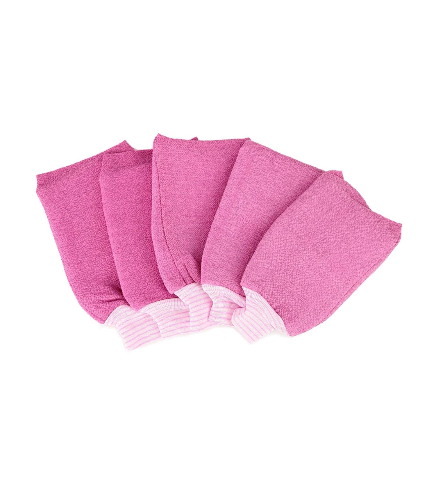 Exfoliating Bath Gloves for Body Scrub 5 PACK Women Exfoliator Scrubber Shower Mitt Removing Dead Skin Hammam Towel - PINK 9.4 Inch x 5.1 Inch Pink - Buy Online on GoSupps.com
