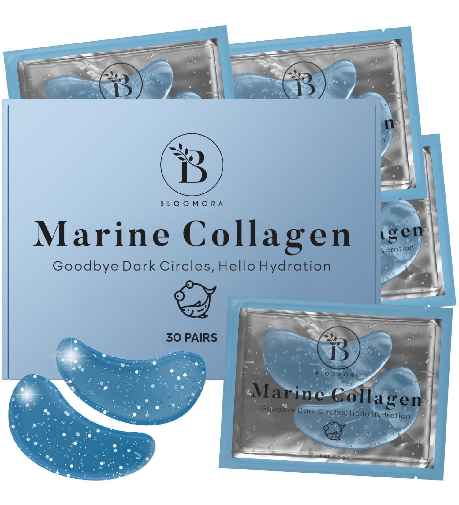 Patch Yeux Anti Cernes - Masque Yeux avec Collag ne Marin et Acide Hyaluronique - Patch Anti Cernes Yeux - Anti Poche Sous Les Yeux - Eye Mask pour l'hydratation (30 paires) Marine Collagen - Buy Online on GoSupps.com