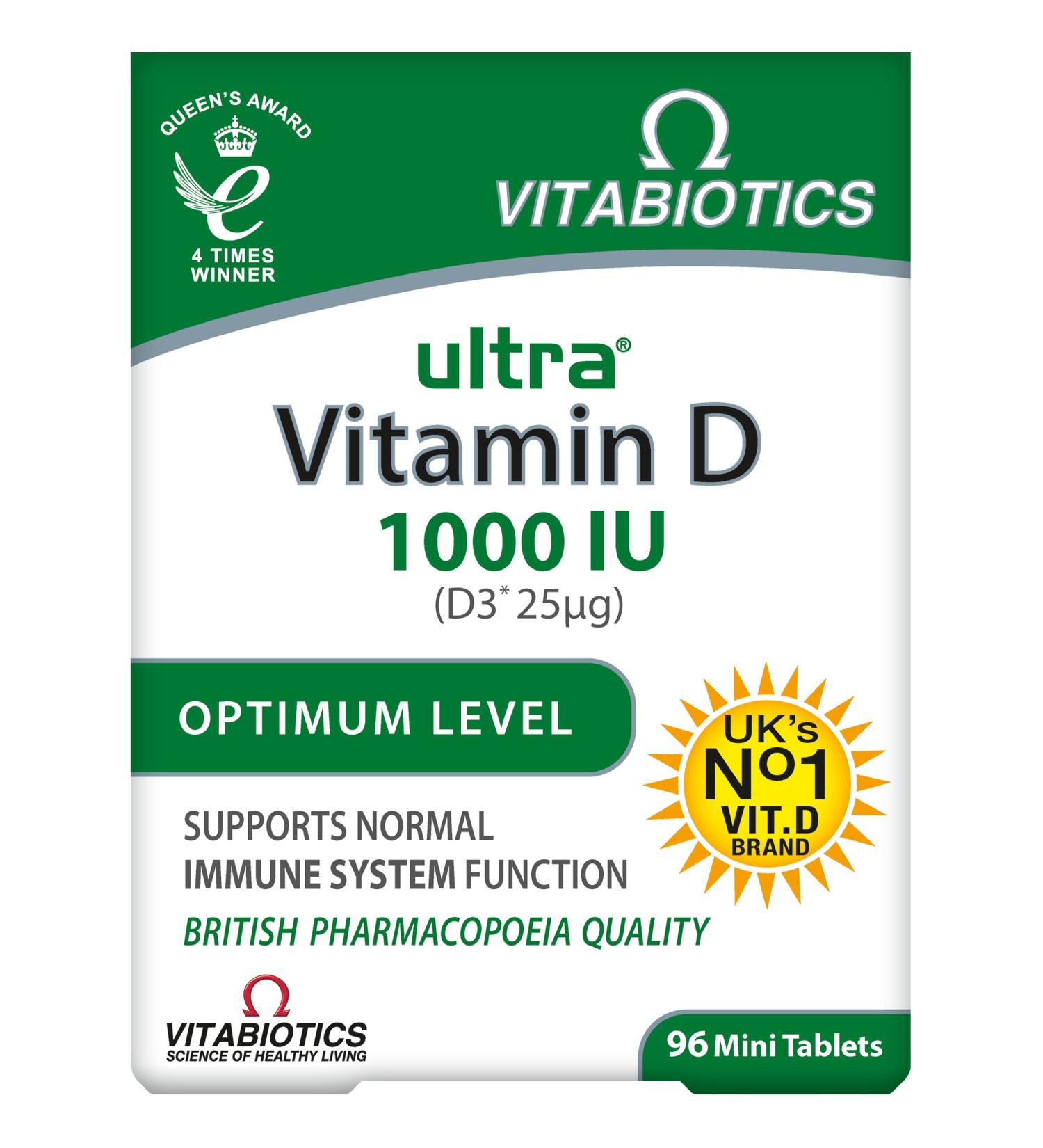 Vitabiotics Ultra Vitamin D Tablets x 96 - Boost Immunity and Bone Health - Buy Online on GoSupps.com