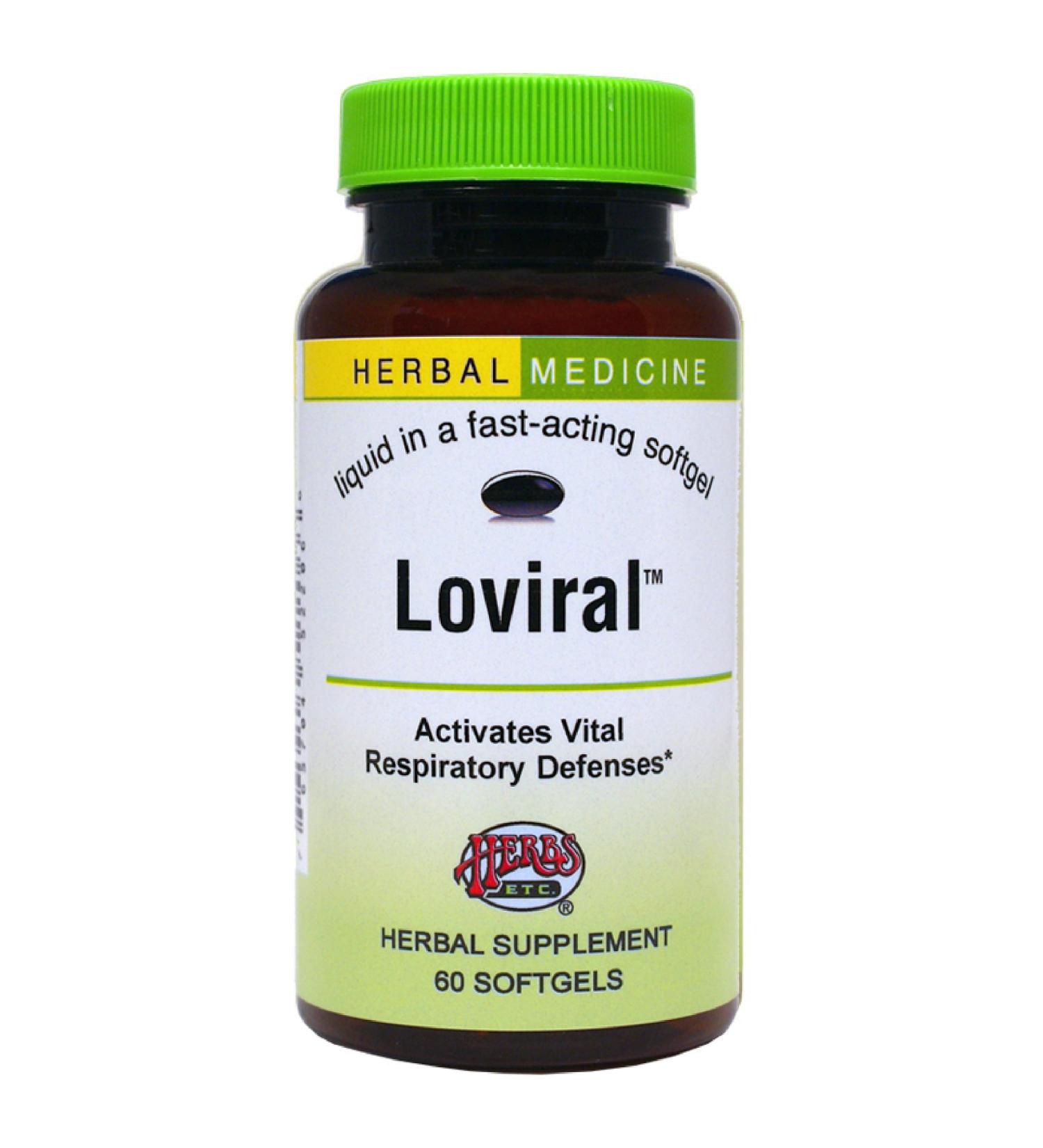 Herbs Etc. Loviral - Lung Health Supplement for Respiratory Defense & Support - Herbal Supplement with Lomatium Pelargonium & OSHA - Gluten-Free - 60 Softgels (60 Servings) - Buy Online on GoSupps.com