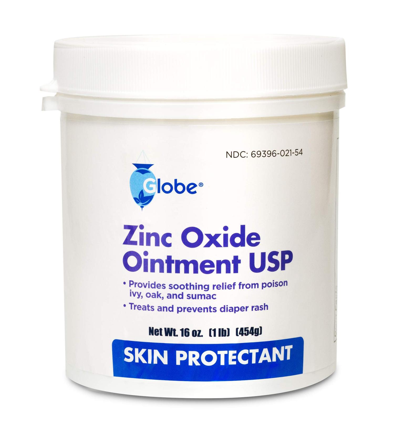 16 oz Globe Zinc Oxide 20% Skin Protectant Ointment - Diaper Rash Relief & Protection from Poison Ivy Sumac Oak | International Shipping Available - Buy Online on GoSupps.com