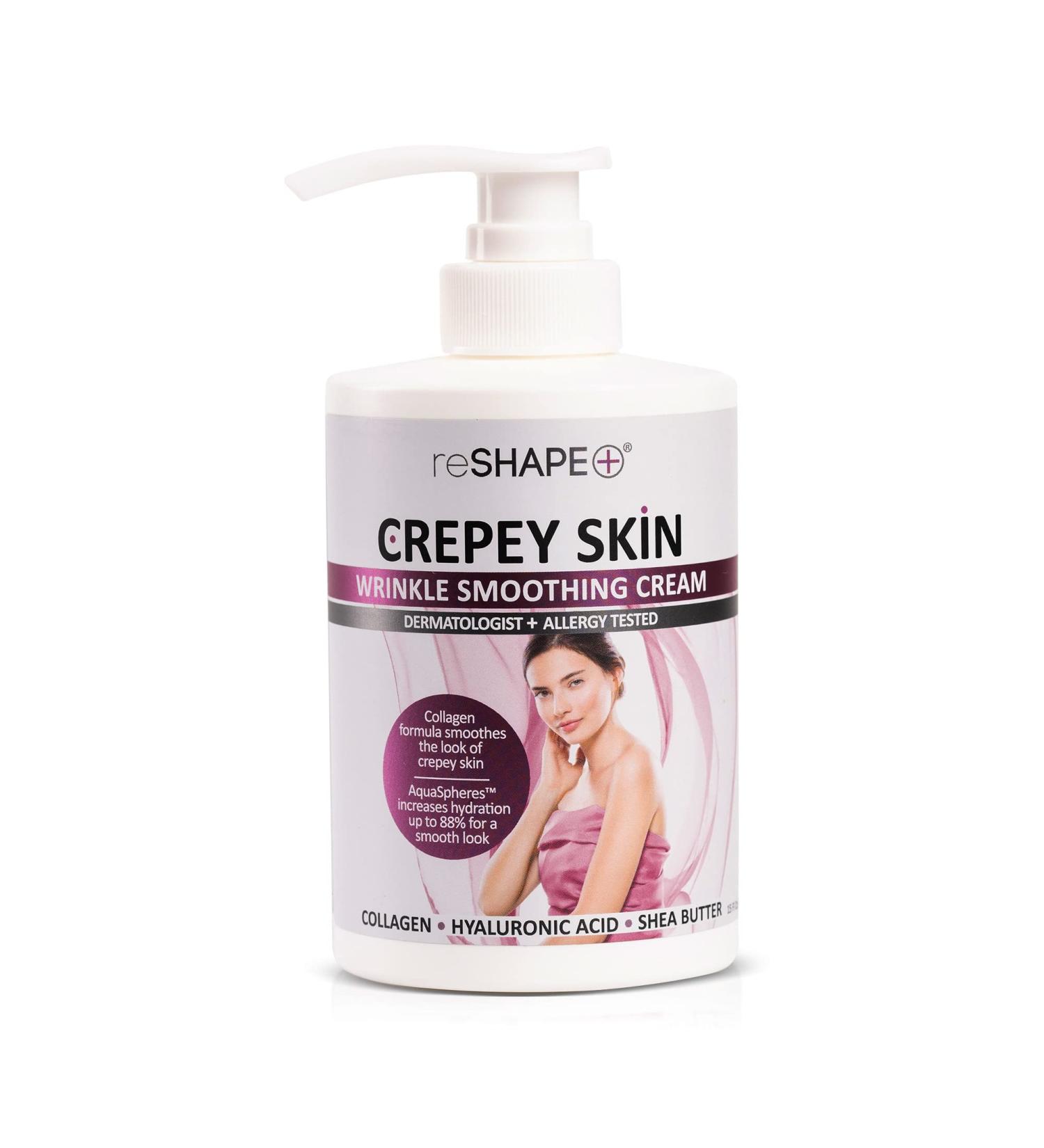 Reshape+ Crepey Skin Treatment Cream - Anti Aging Moisturizer with Collagen & Hyaluronic Acid for Face, Arms, Neck & Body - 15 Fl Oz - Buy Online on GoSupps.com