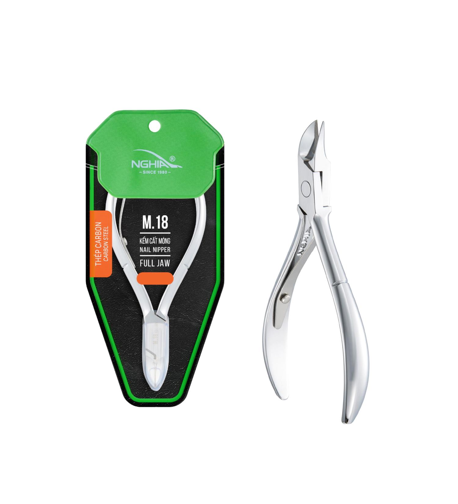 NGHIA Carbon Hard Steel Nail Nipper M-18 | Precision Nail Care Tool with Grey Plated Jaw & Curve Handle for Optimal Performance - Buy Online on GoSupps.com